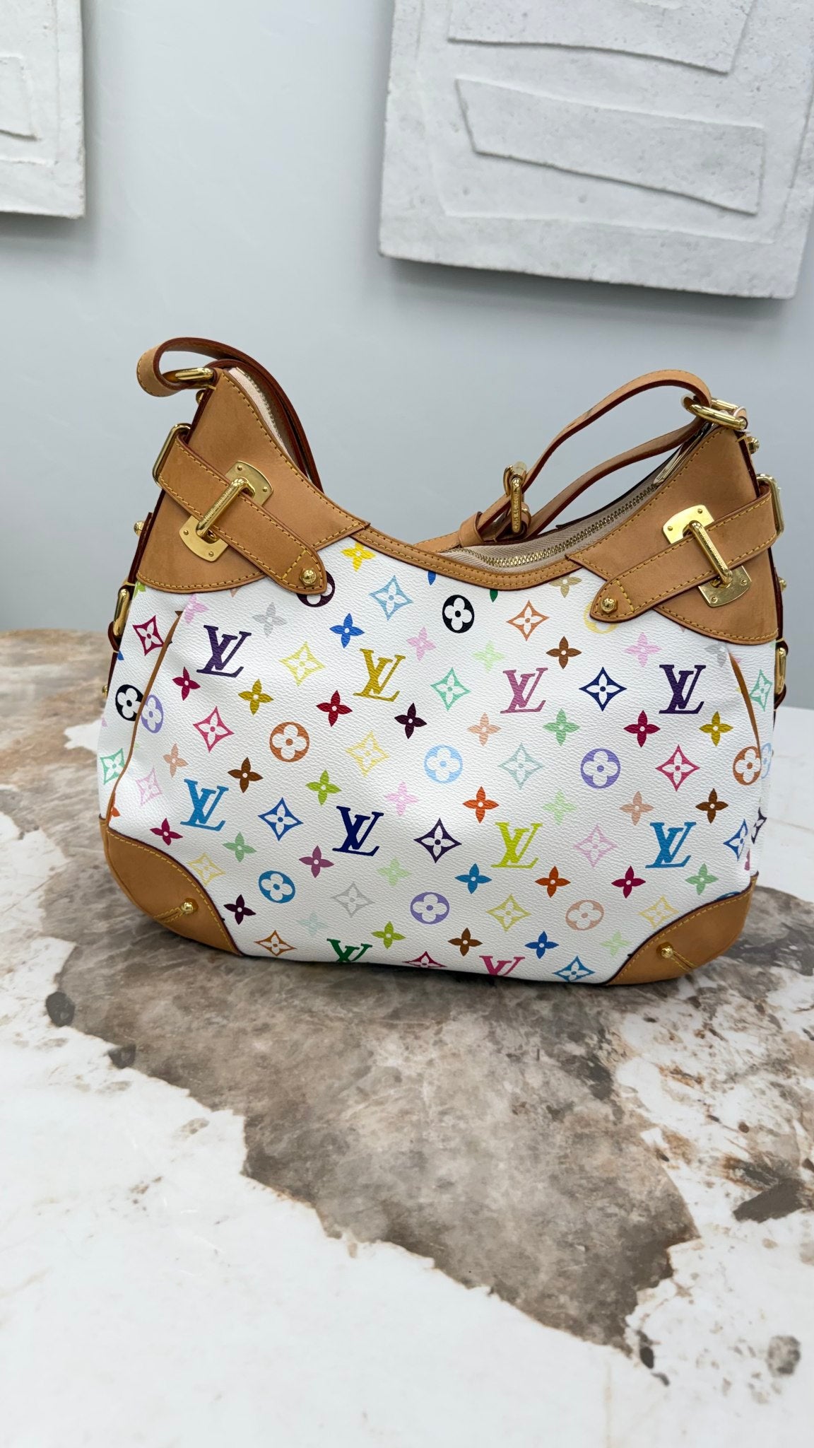 Louis Vuitton White Multicolor Monogram Greta Shoulder Bag