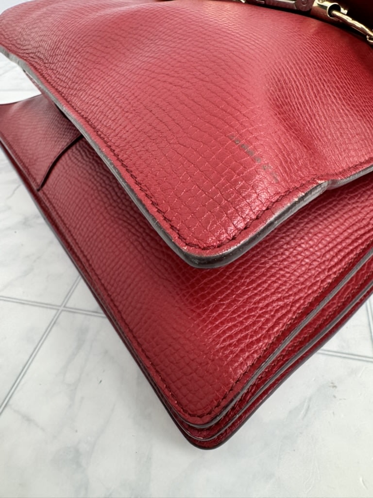 Chloe Red Leather Large Faye Crossbody Bag