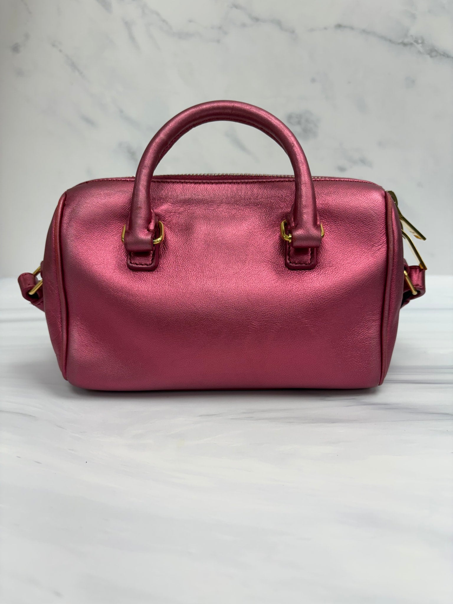 Saint Laurent YSL Metallic Pink Toy Duffle Bag