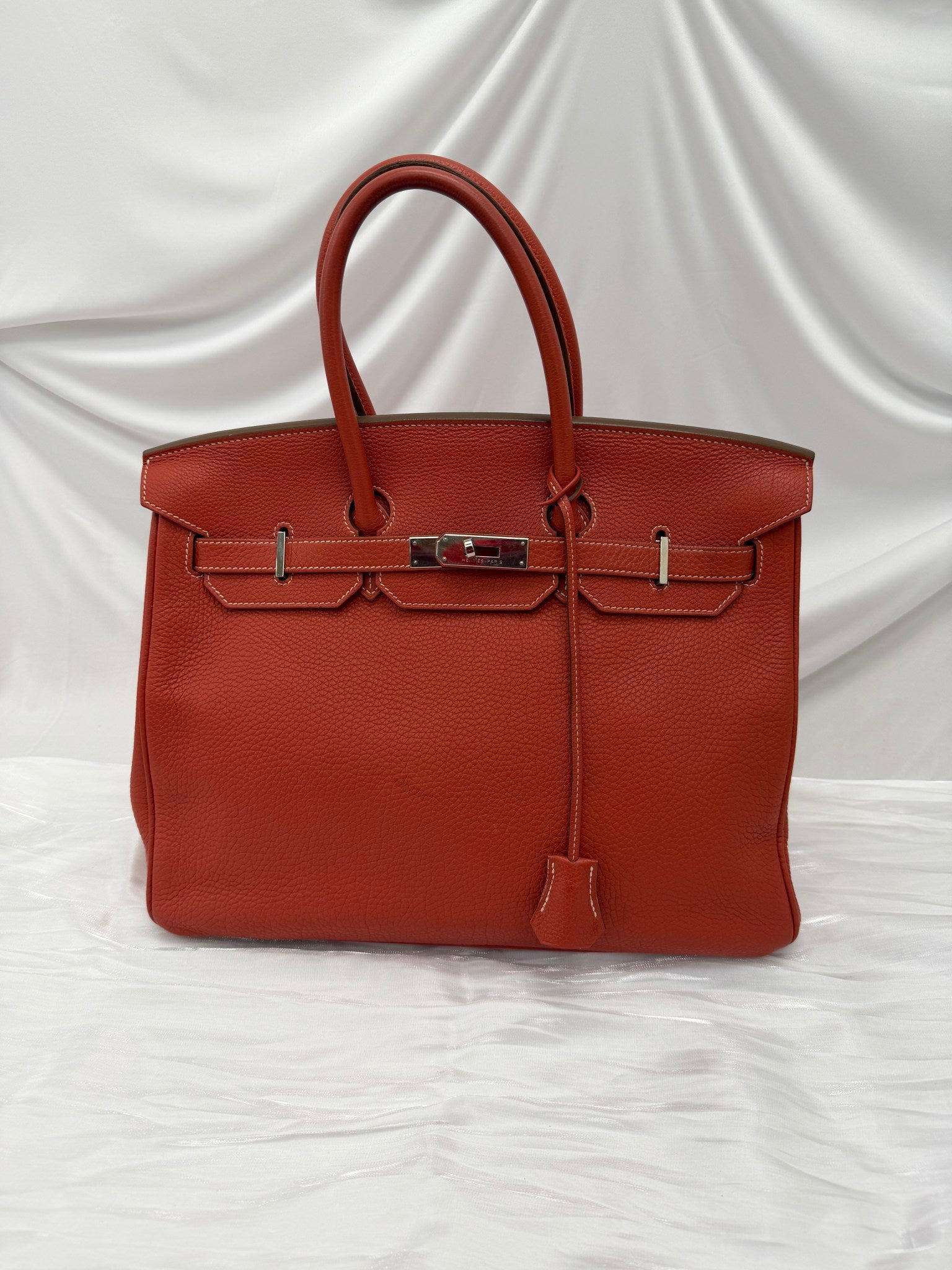 Hermes Sanguine Vache Clemence Leather Birkin 35