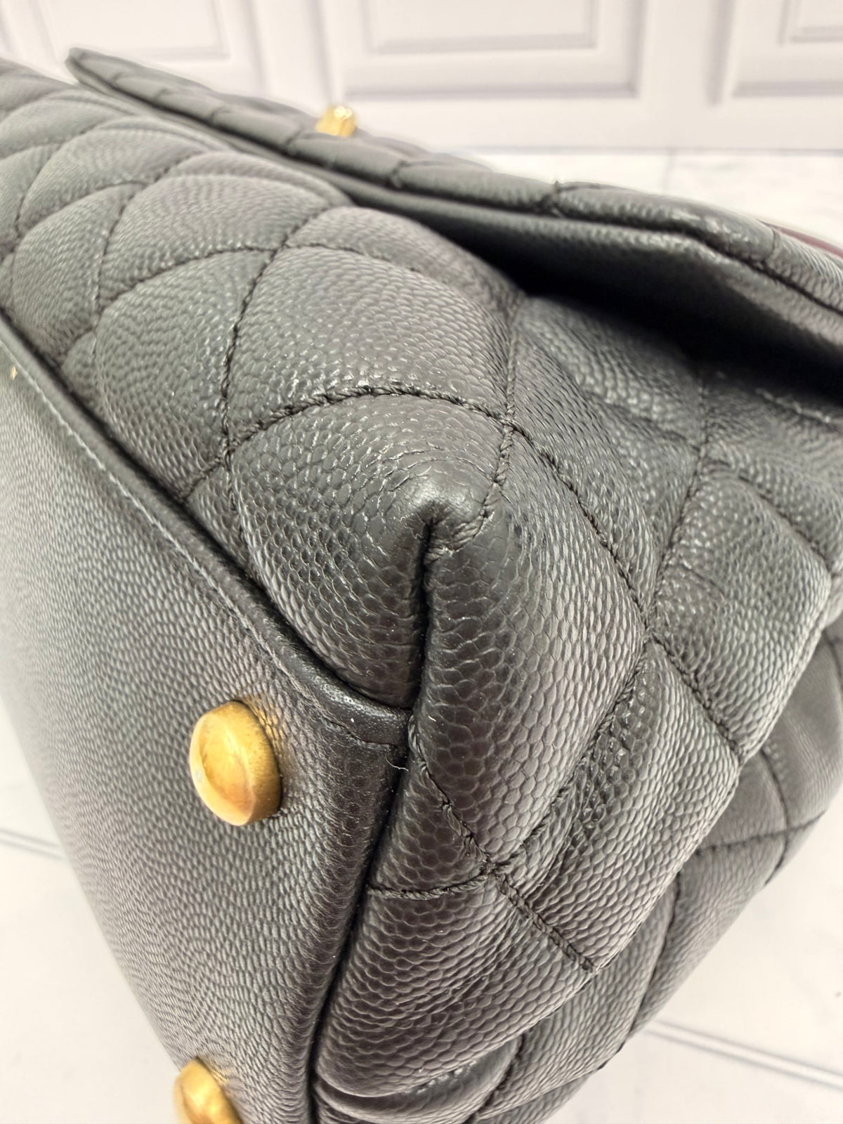 Chanel Black Caviar Quilted Medium Coco Handle Flap Bag