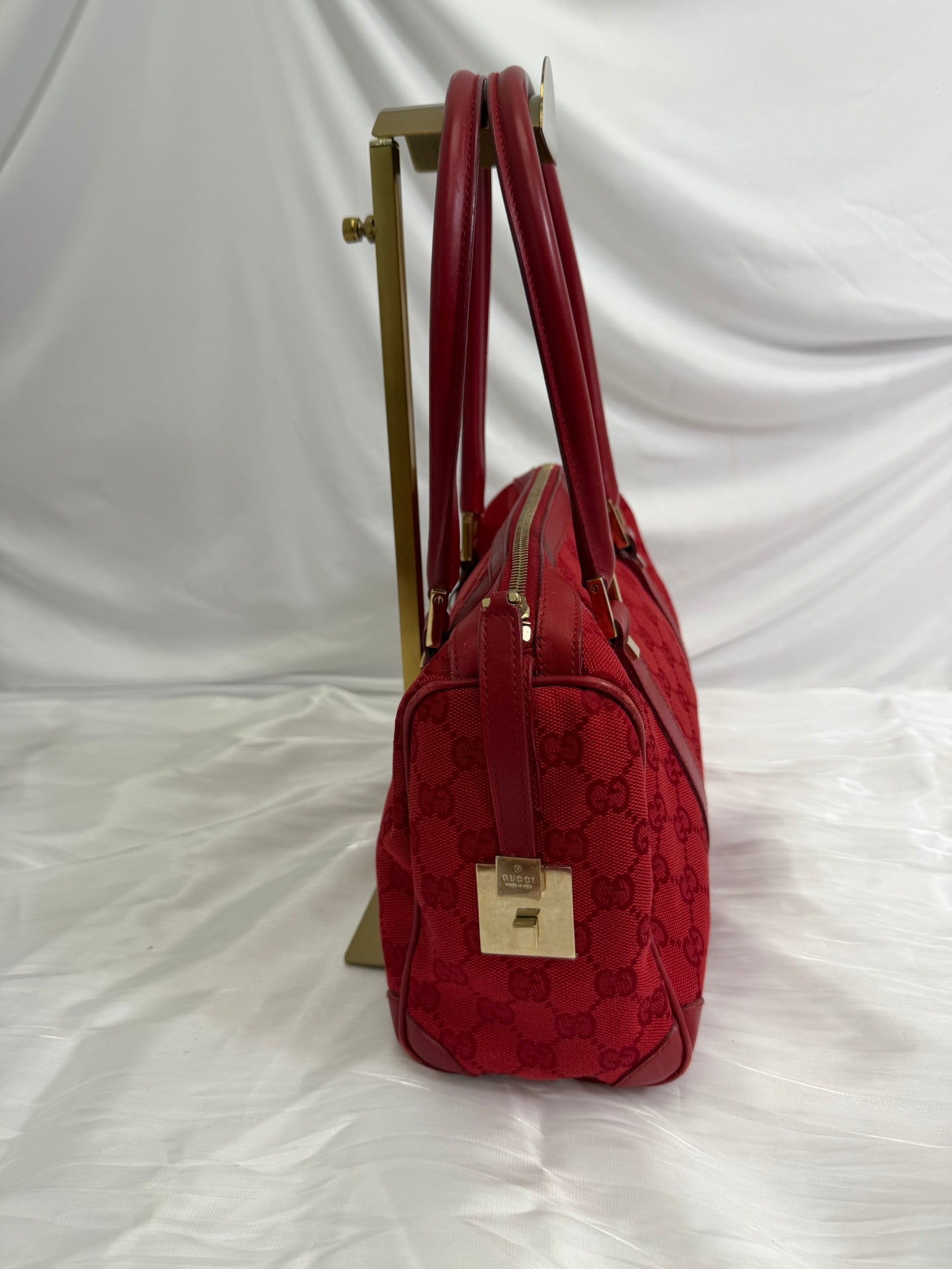 Gucci GG Red Canvas Small Boston Bag