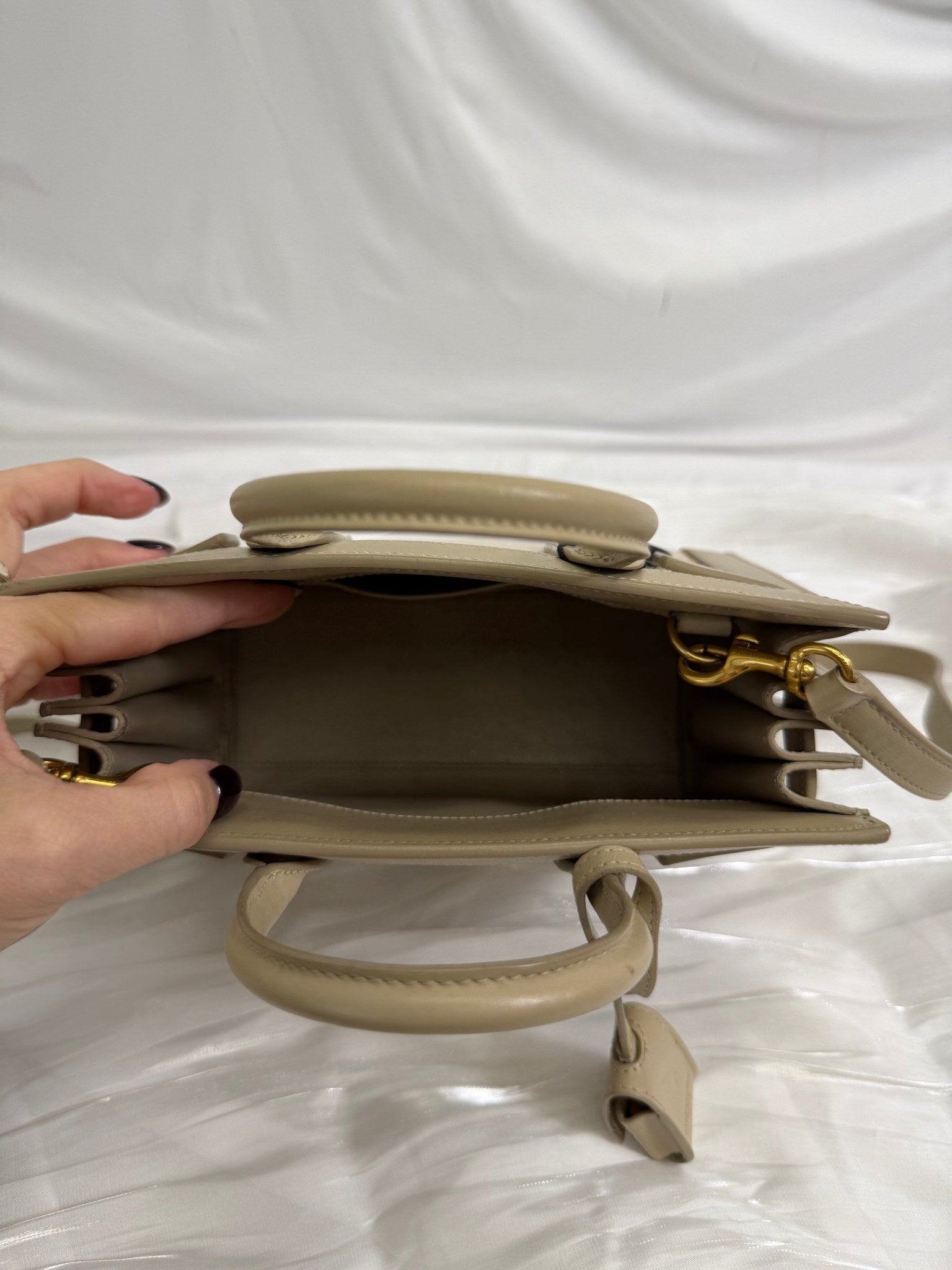 Saint Laurent YSL Beige Canvas x Leather Sac De Jour 2Way Bag