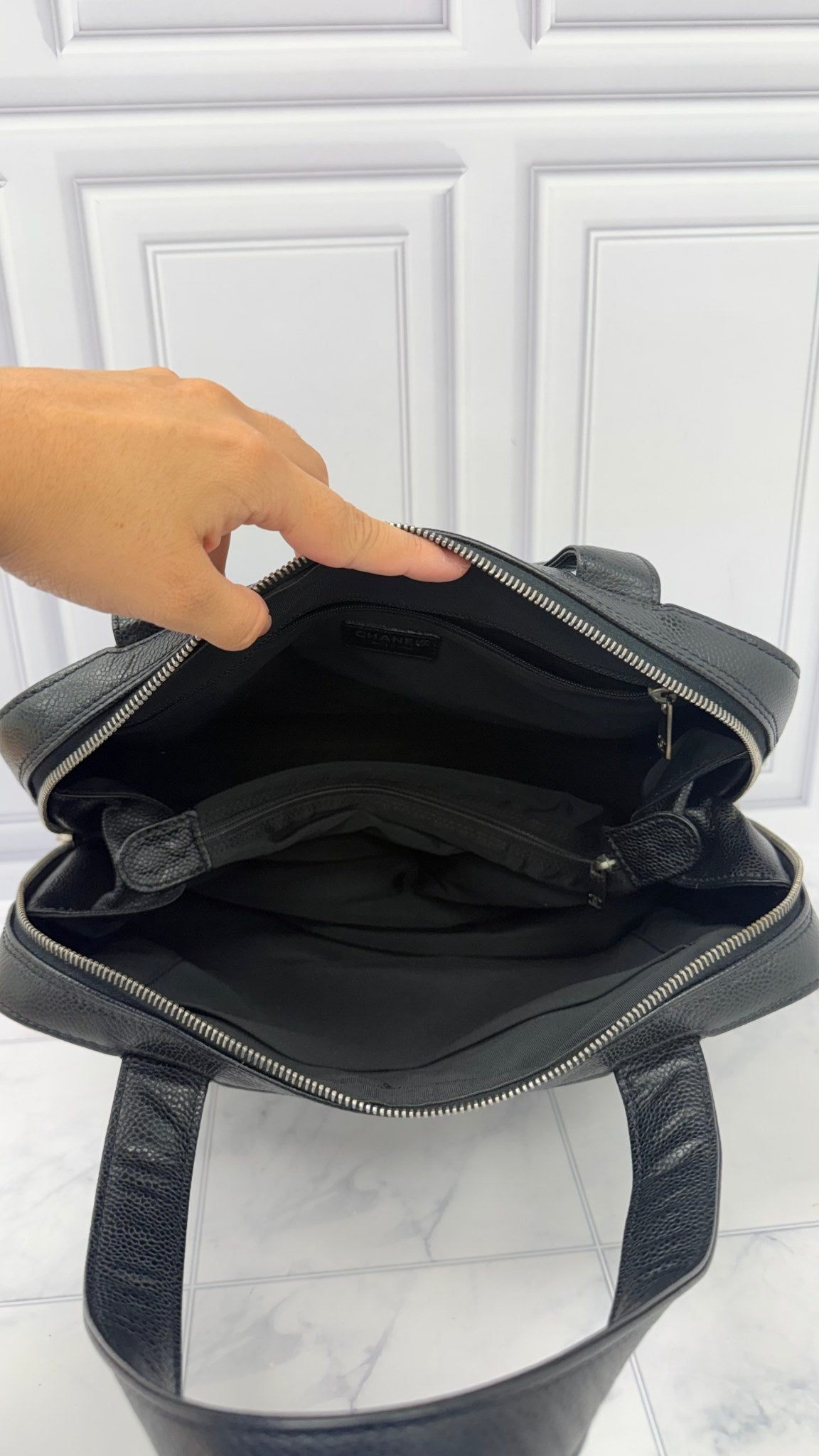 Chanel Black Caviar Leather Shoulder Bag