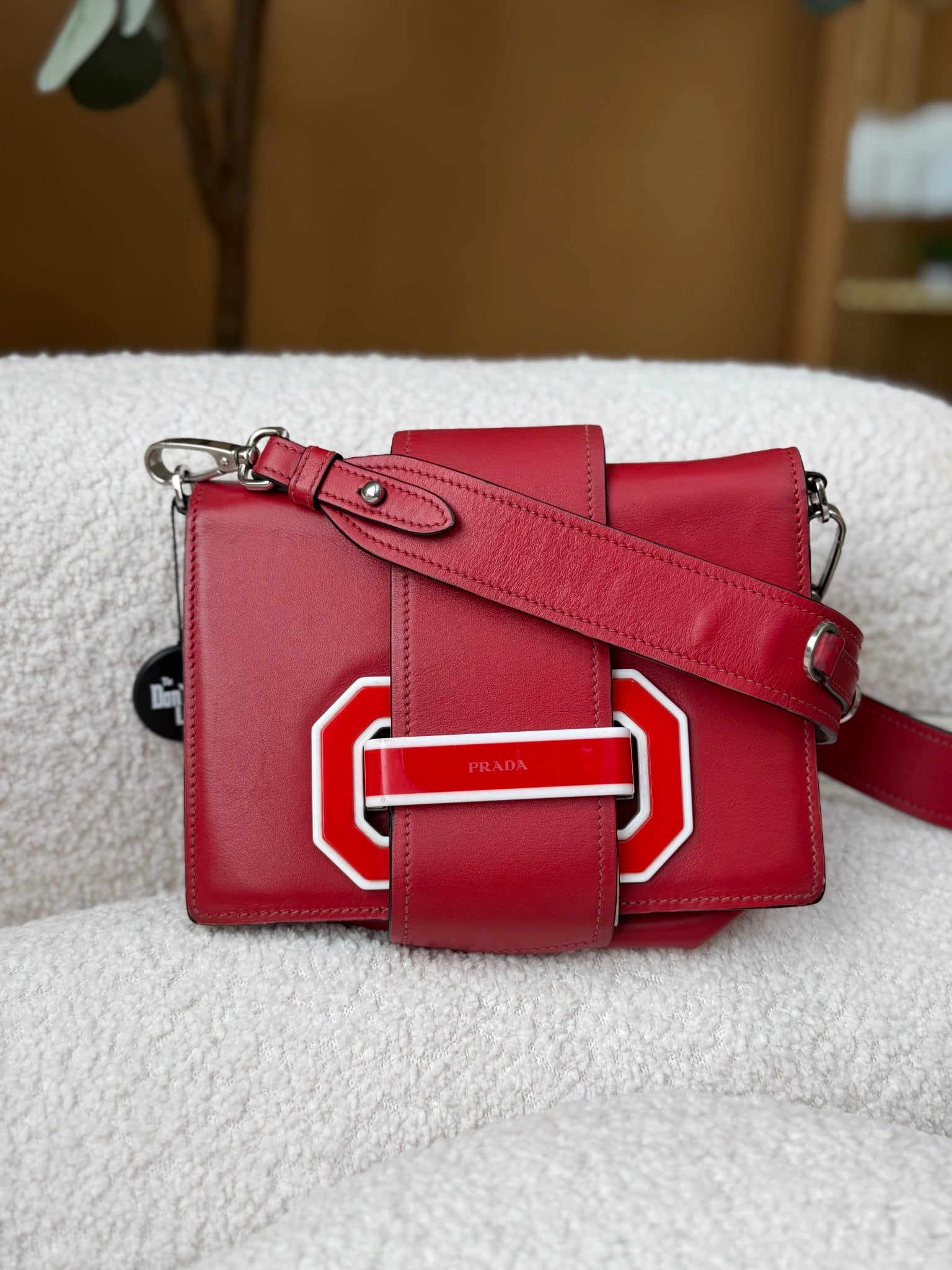 Prada Red Leather Plex Ribbon Bag
