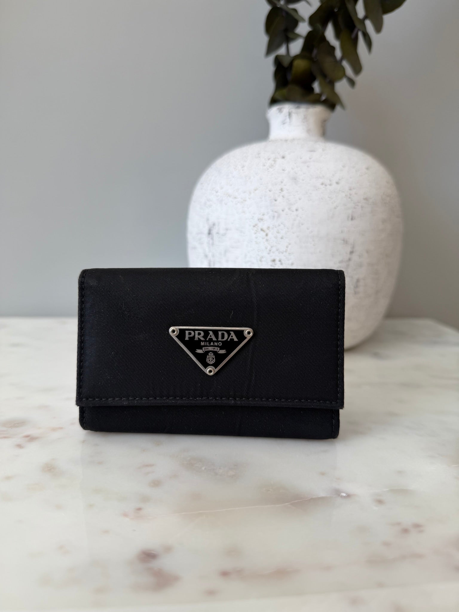 Prada Black Nylon 6 Key Holder