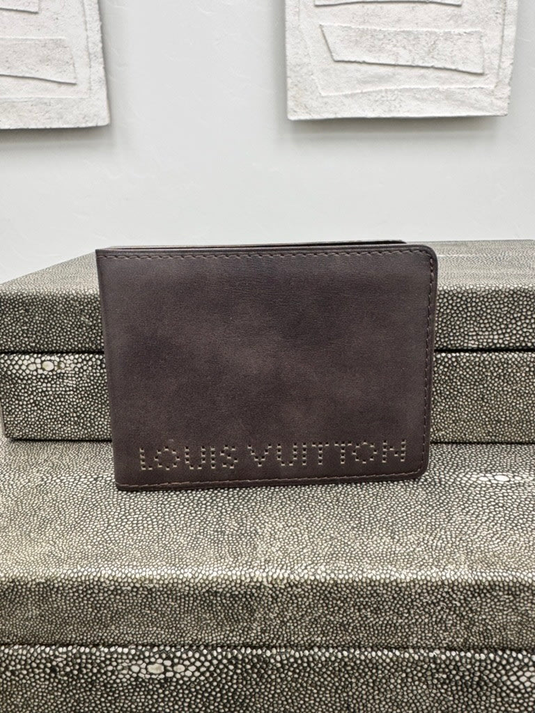 Louis Vuitton Brown Leather Perforated Bifold Wallet