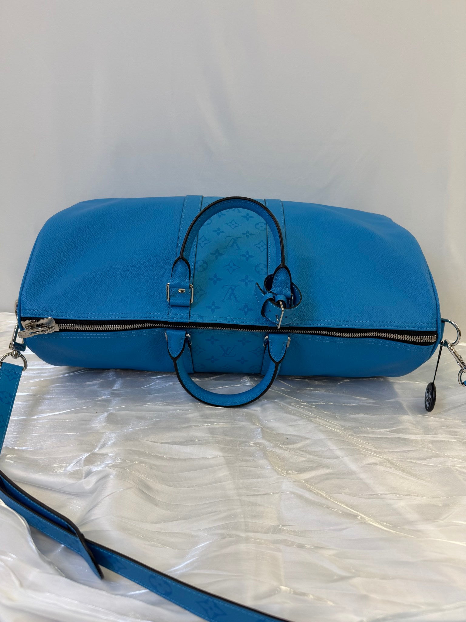 Louis Vuitton Blue Leather Keepall 50 Bandouliere