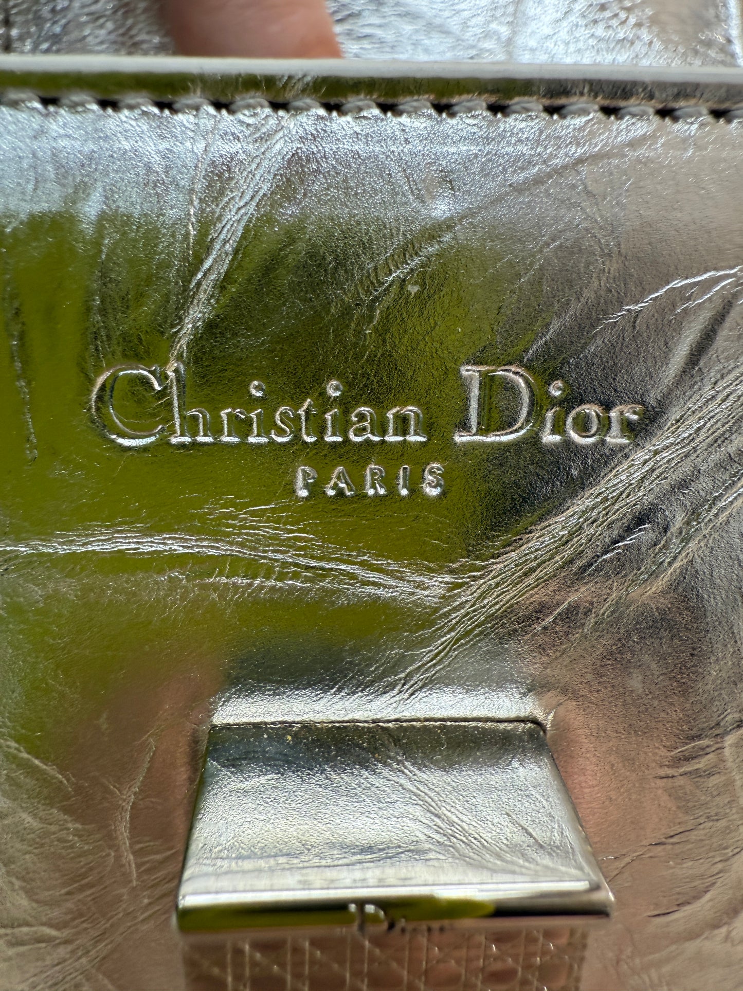 Christian Dior Metallic Silver Medium Diorever Handle Bag