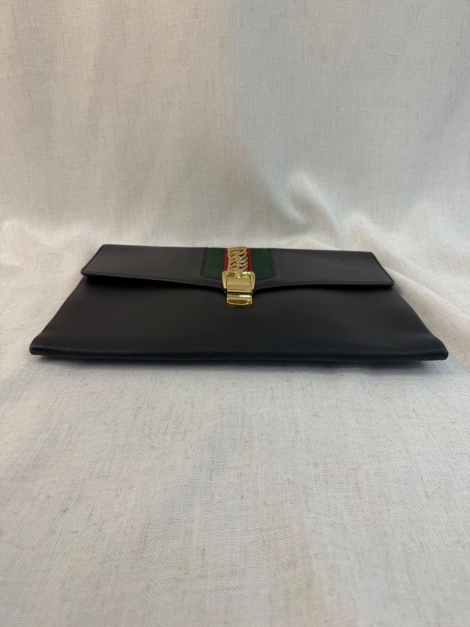 Gucci Black Leather Sylvie Clutch