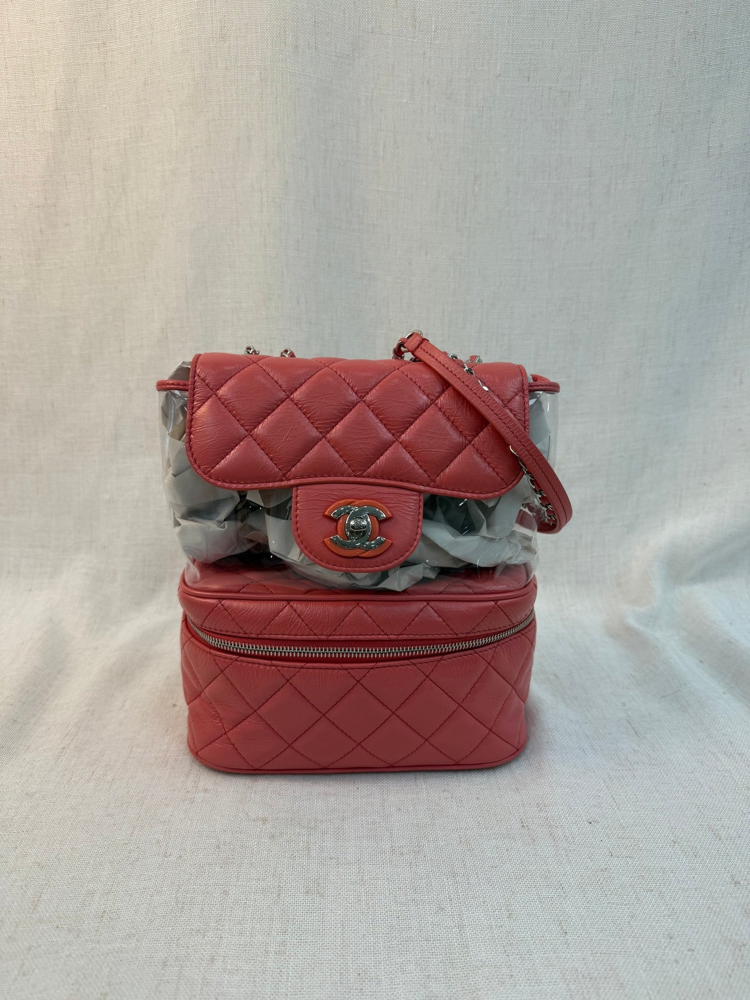 Chanel Pink Quilted Calfskin Shoulder PVC Bag