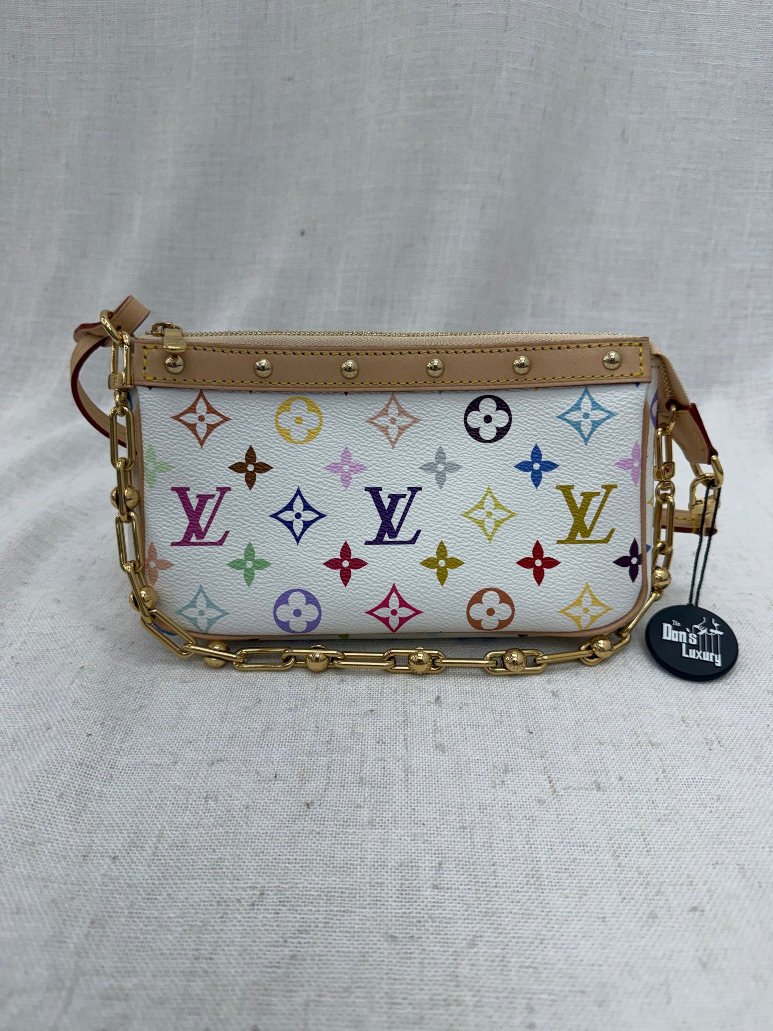 BRAND NEW- Louis Vuitton White Multicolor Monogram 2025 Accessories Pochette