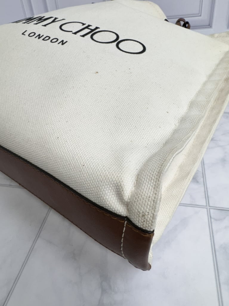 Jimmy Choo Beige Canvas And Leather Tote Bag