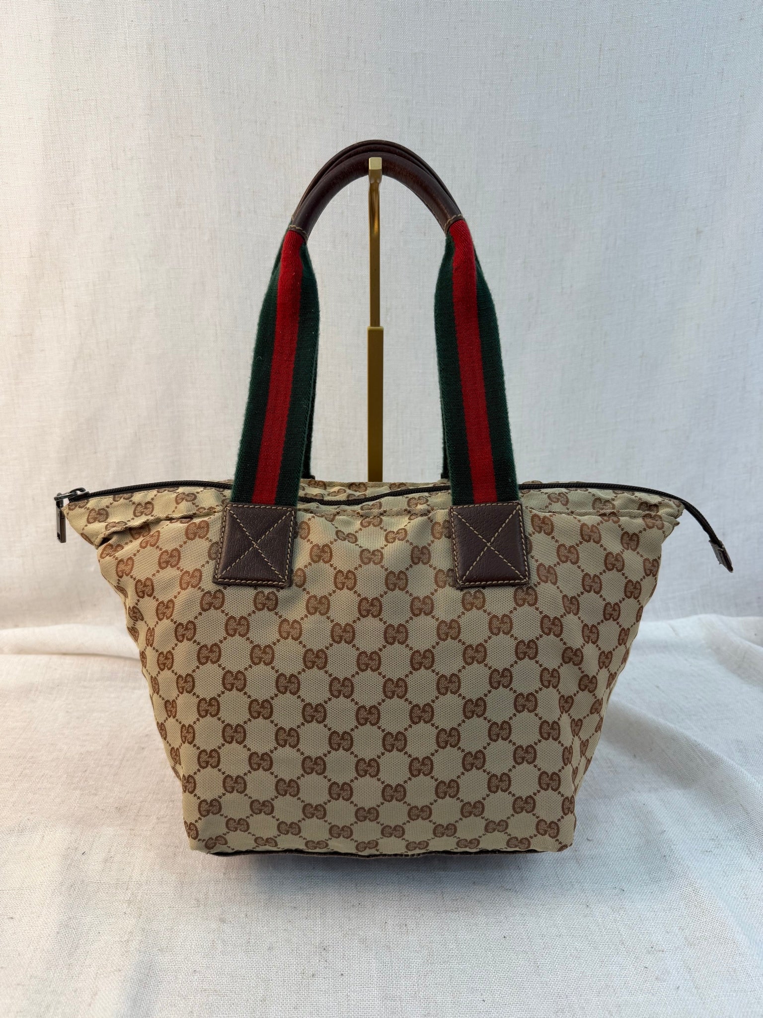 Gucci Brown Canvas Web Tote Bag