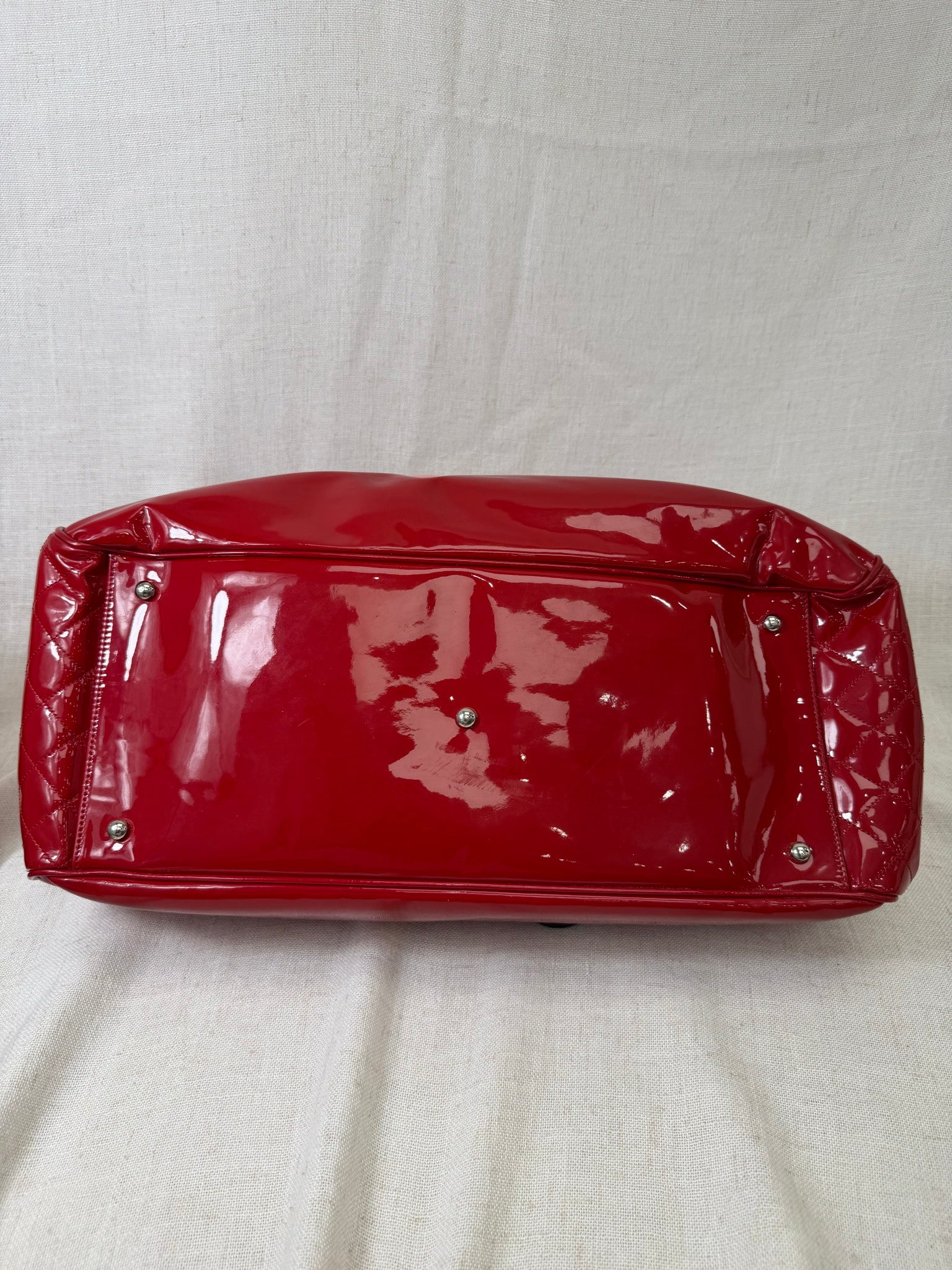 Chanel Red Patent Leather Tote Bag