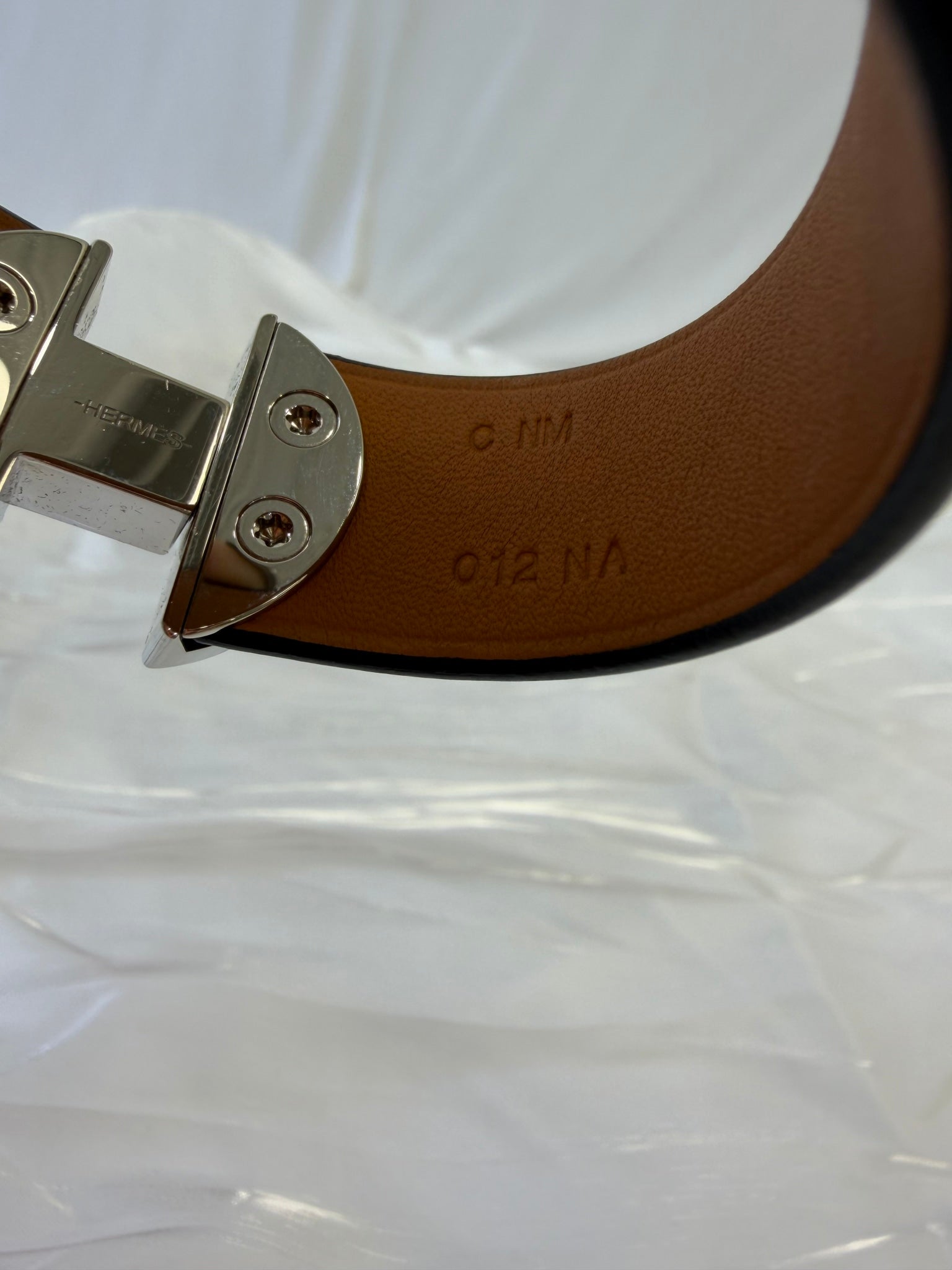 Hermes Black Calfskin Tad Manchette Bracelet