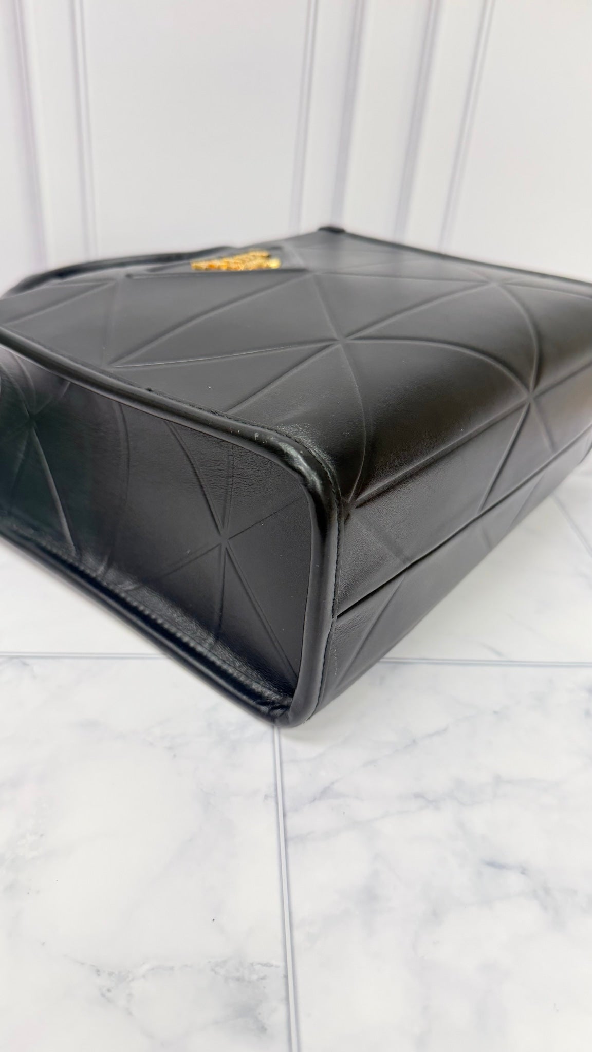 Prada Black Leather Symbole Embossed Tote Bag