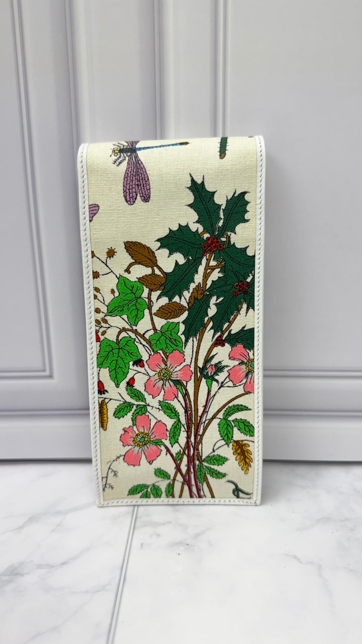 Gucci Vintage White Canvas Floral Phone Holder