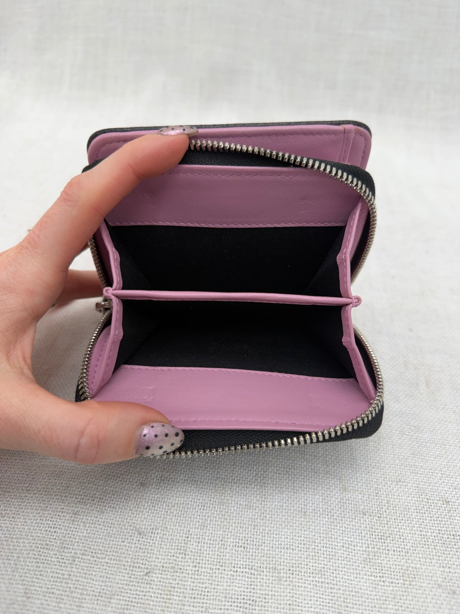 Balenciaga Black & Pink Spray Effect Compact Zippy Wallet