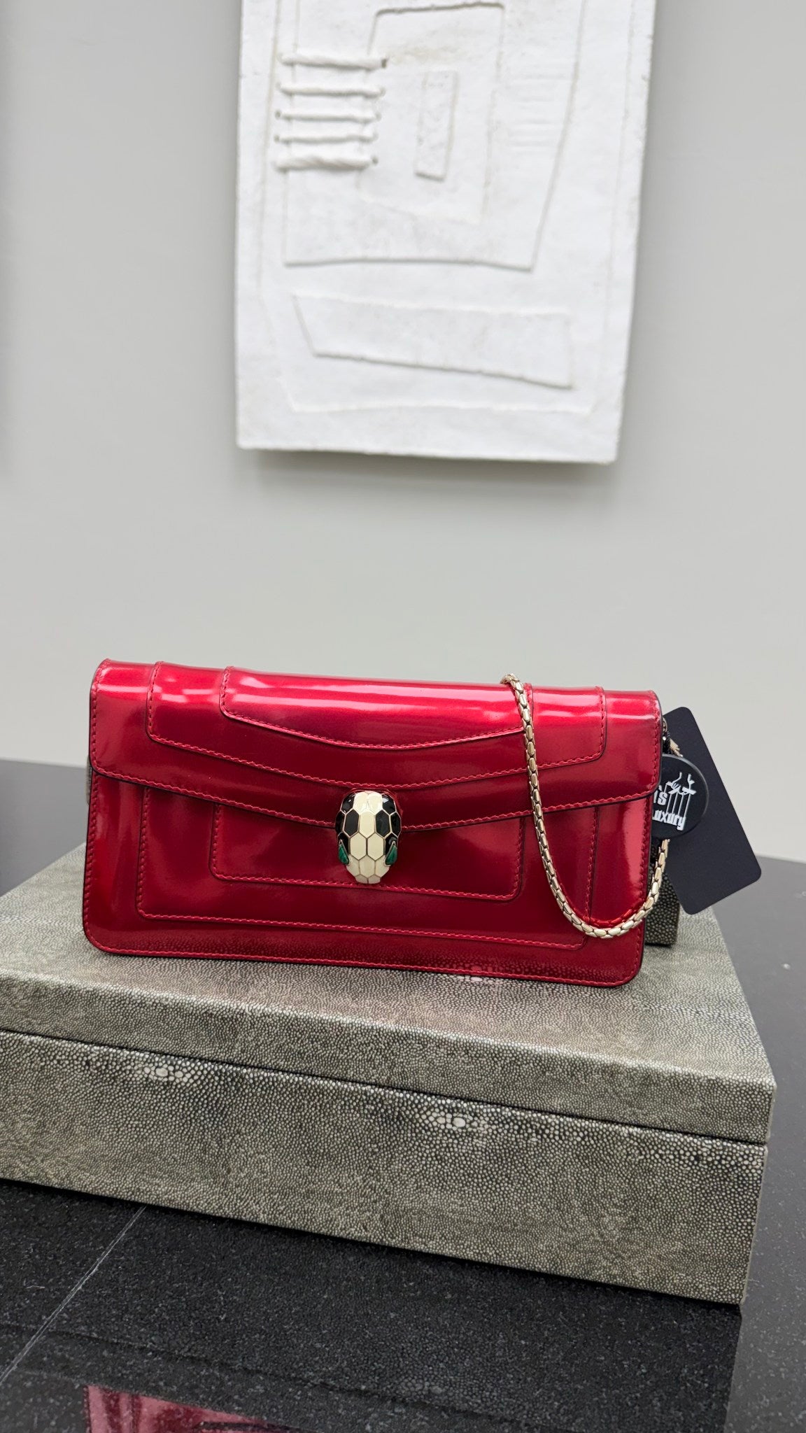 Bvlgari Red Metallic Patent Leather Serpentine Bag
