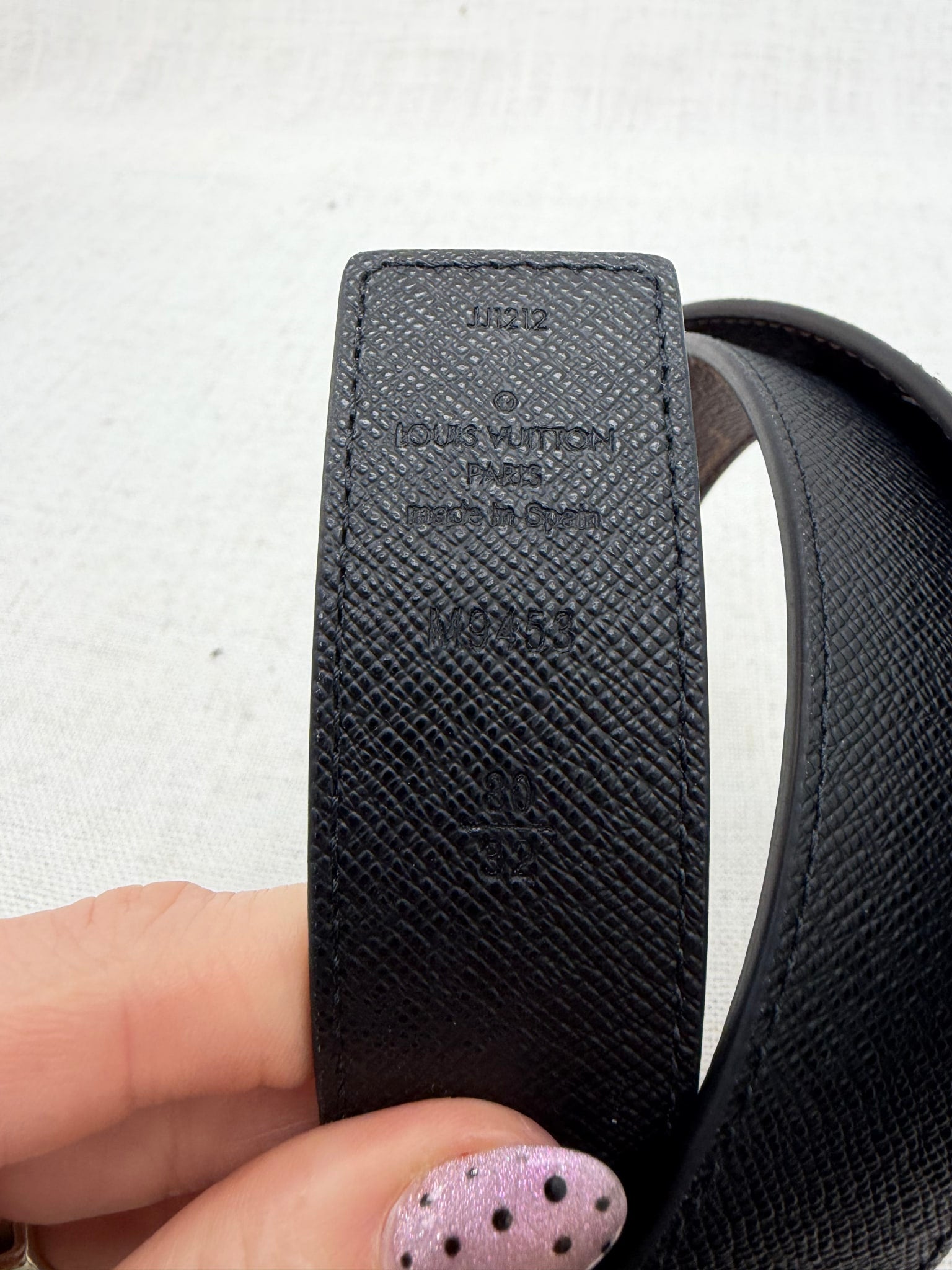 Louis Vuitton Monogram & Black Leather LV Initiales Reversible Belt Size 80/32