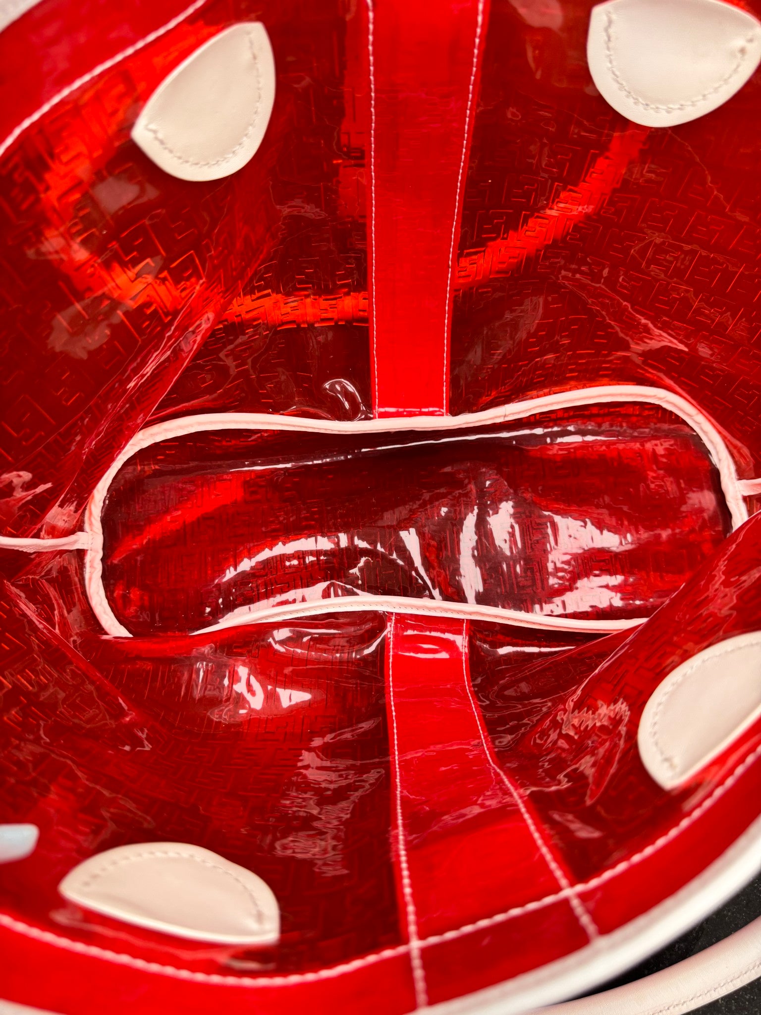 Fendi Red And White Vinyl Zucchino Shoulder Bag
