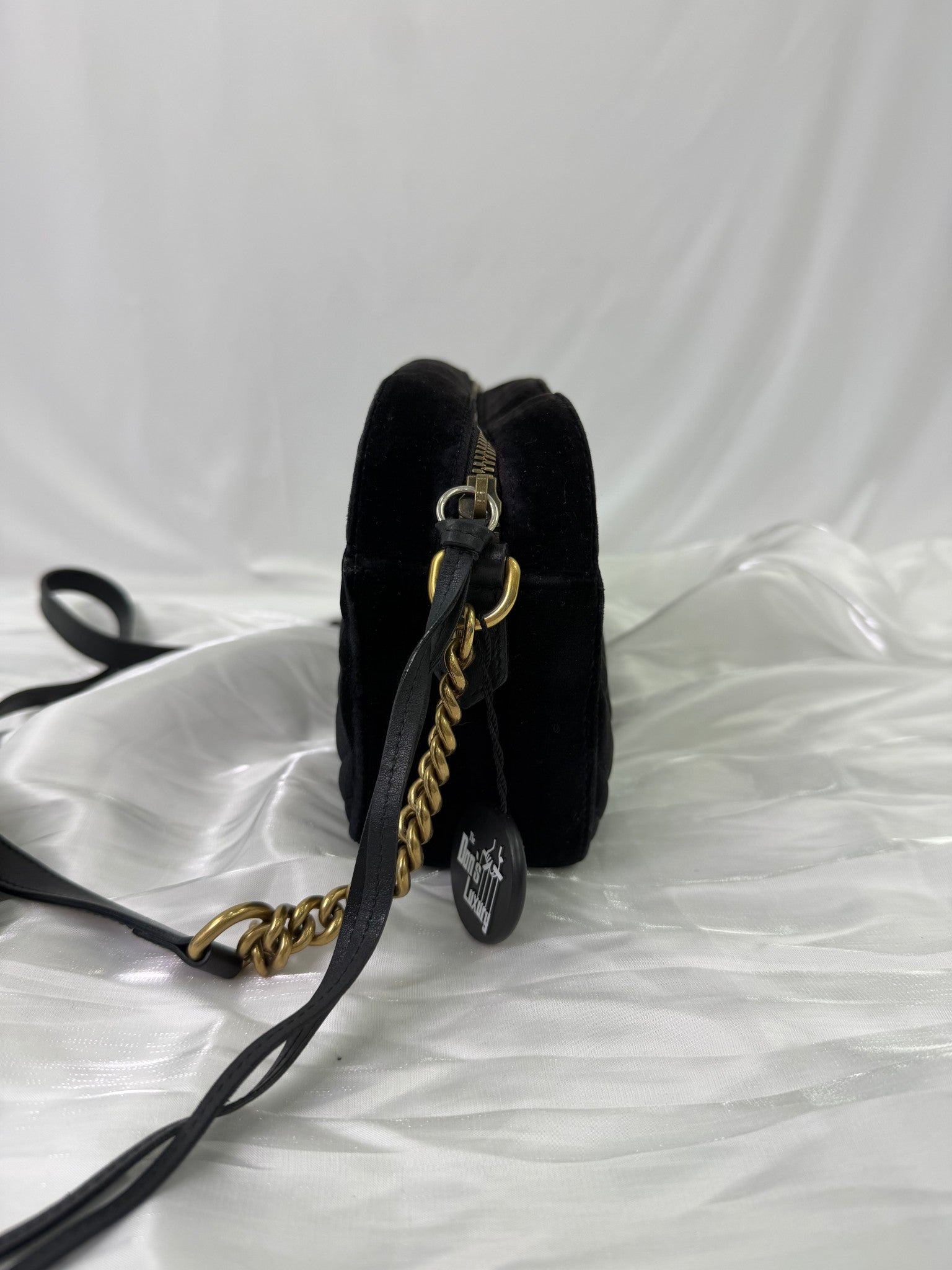 Gucci Black Velvet Marmont Crossbody Bag