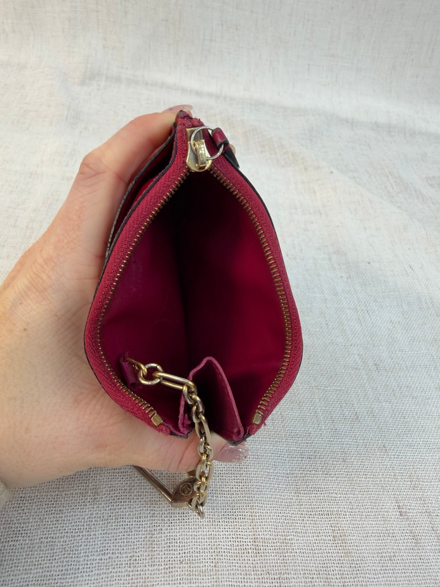 Louis Vuitton Red Patent Leather Pochette Key Ring