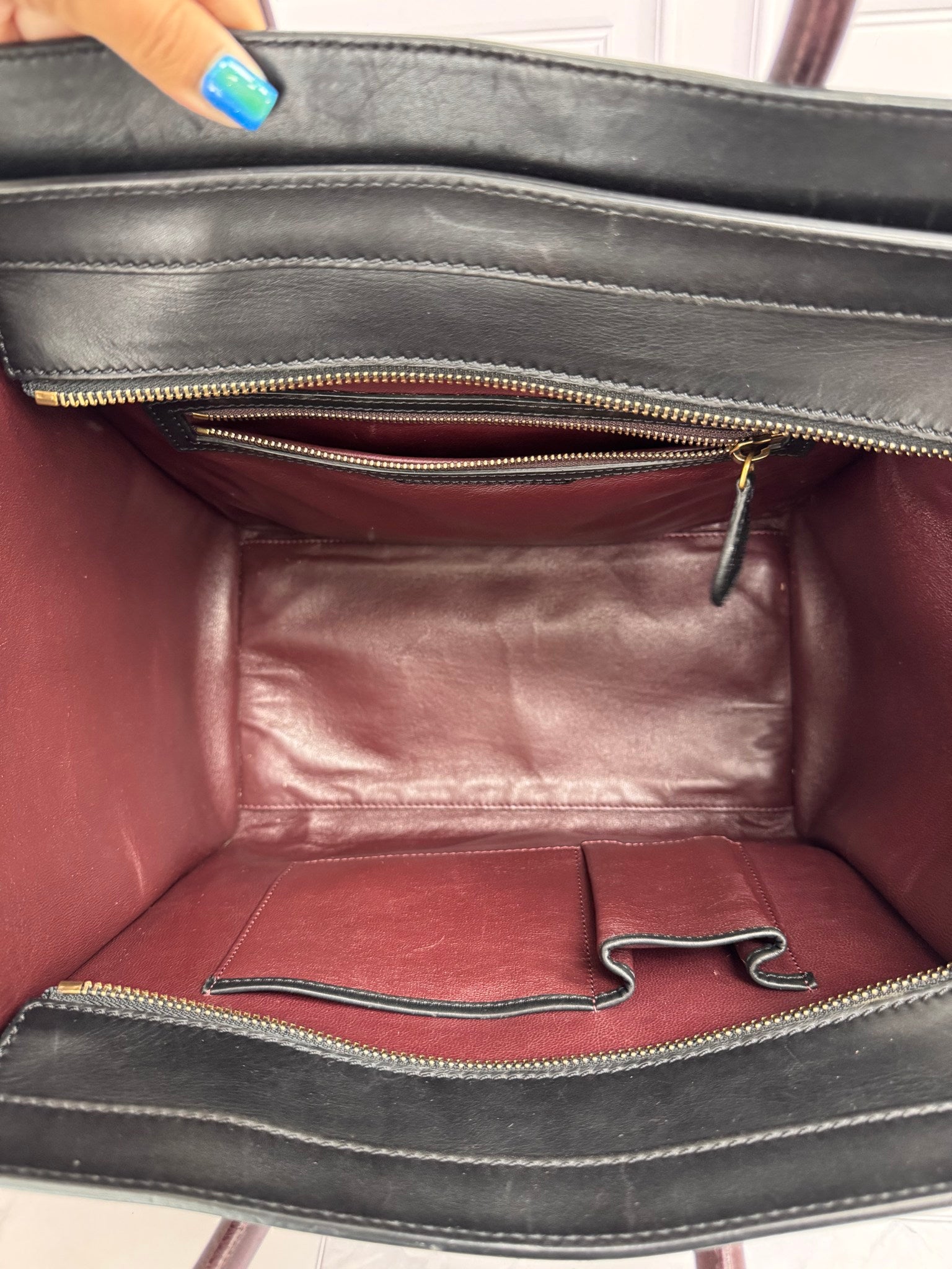Celine Tricolor Leather Mini Luggage Tote