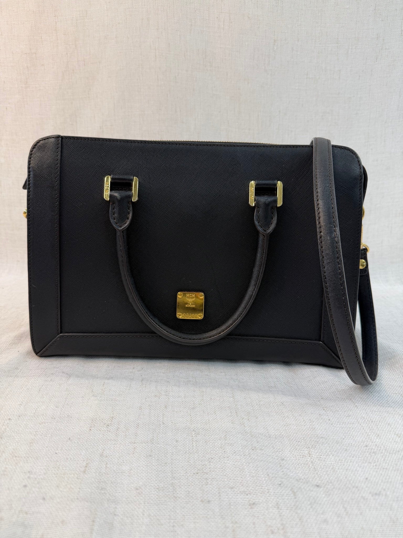 MCM Black Leather Nuovo Two Way Bag