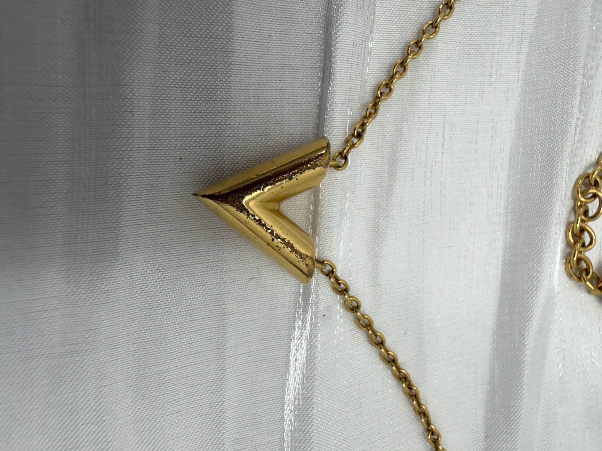 Louis Vuitton Gold Tone Essential V Necklace