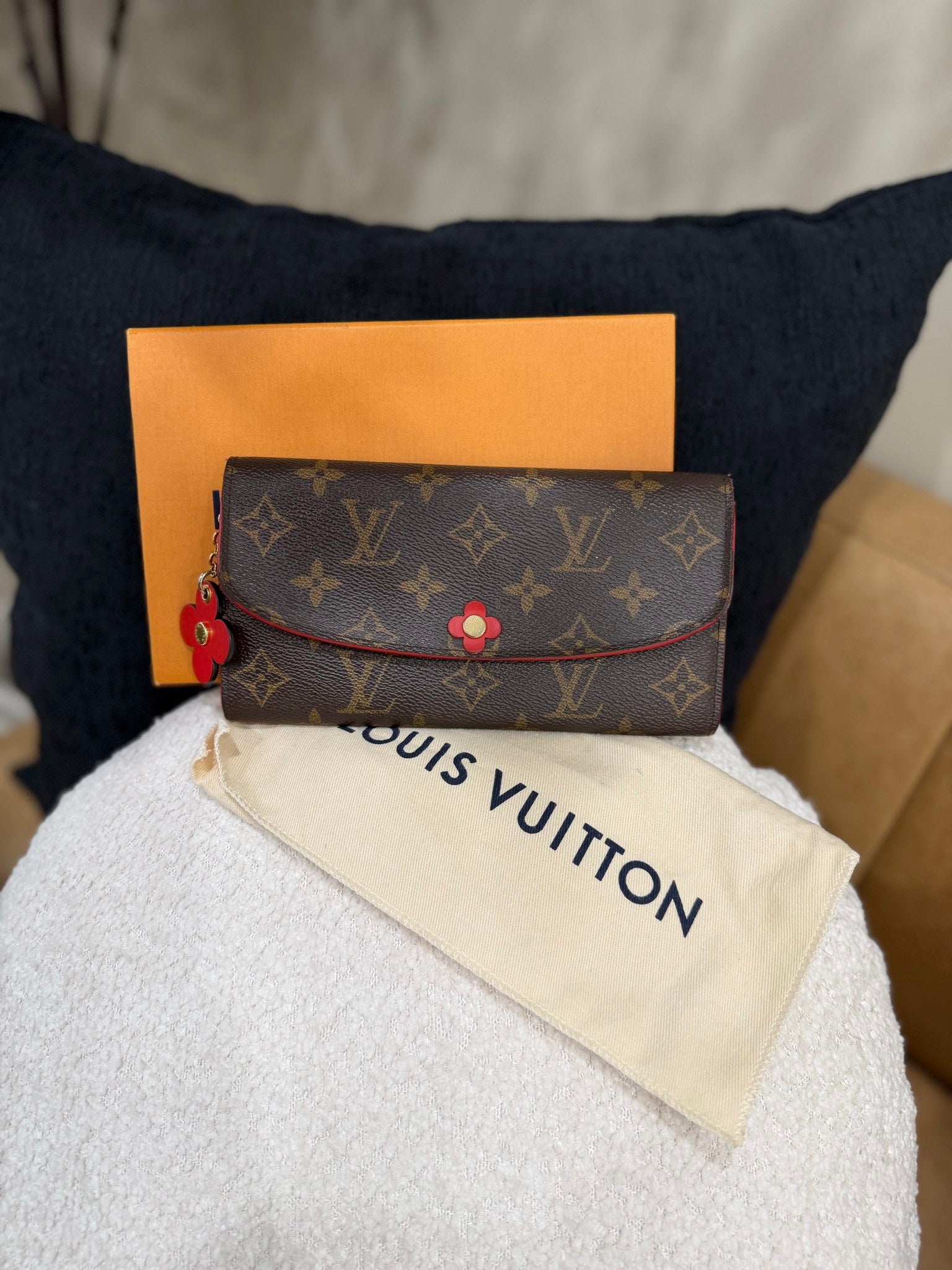 Louis Vuitton Monogram & Red Flower Emilie Wallet