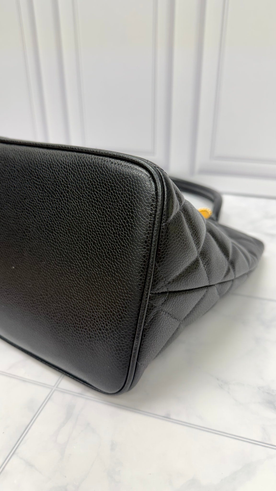 Chanel Black Caviar Leather Medallion Tote Bag
