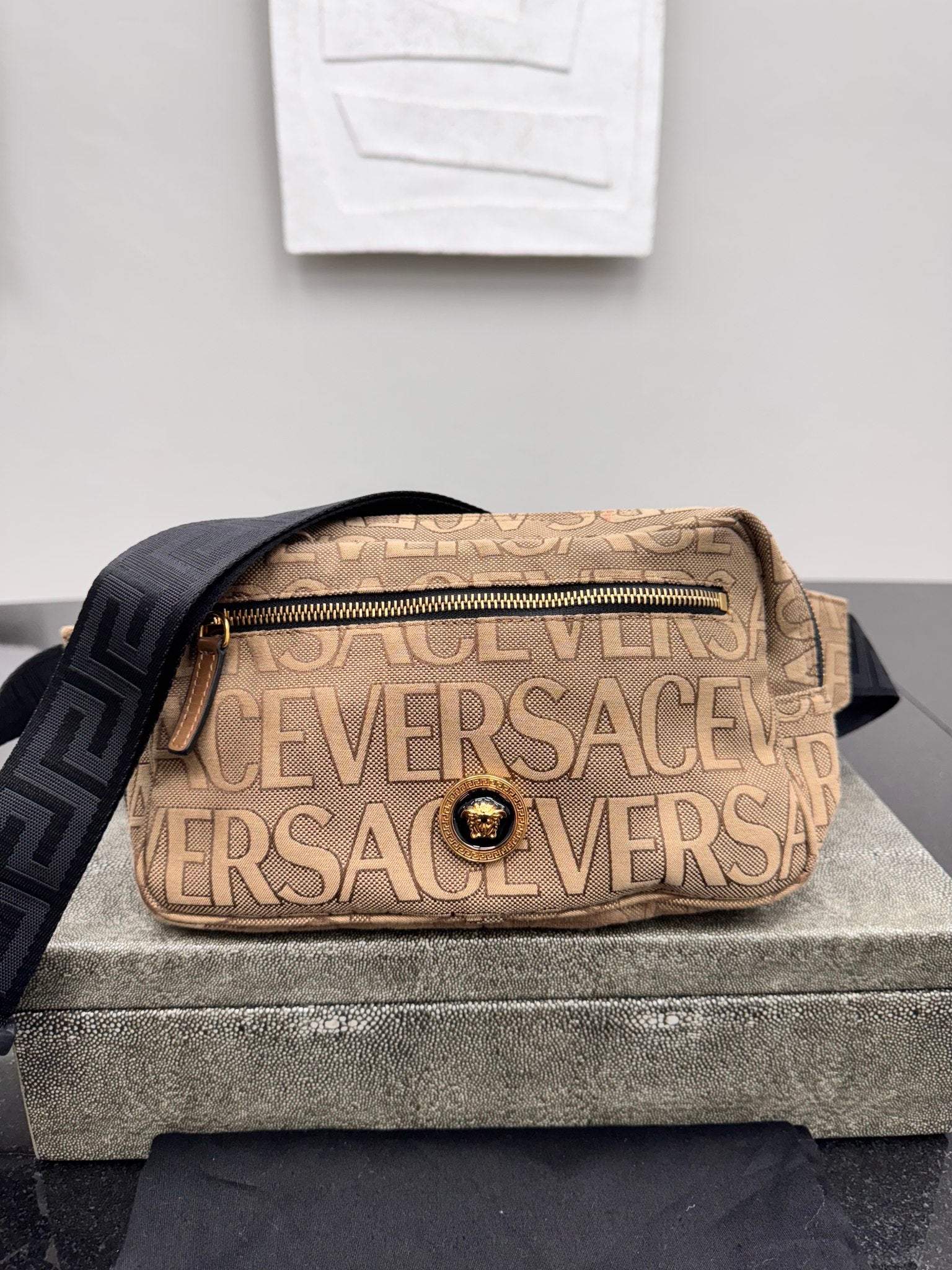 Versace Brown Canvas Belt Bag