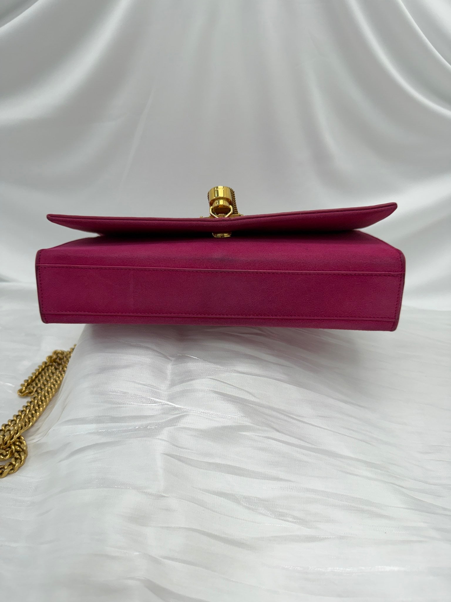 Saint Laurent YSL Fuchsia Suede Medium Kate Tassel Shoulder Bag
