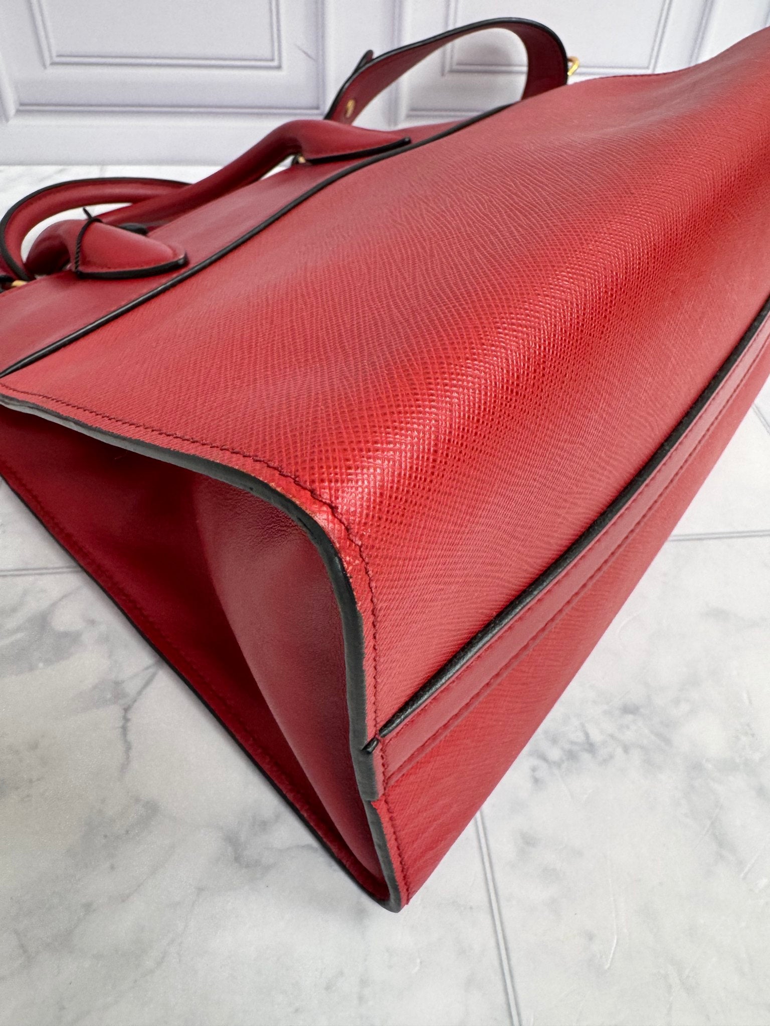 Prada Red Saffiano Leather 2Way Bag