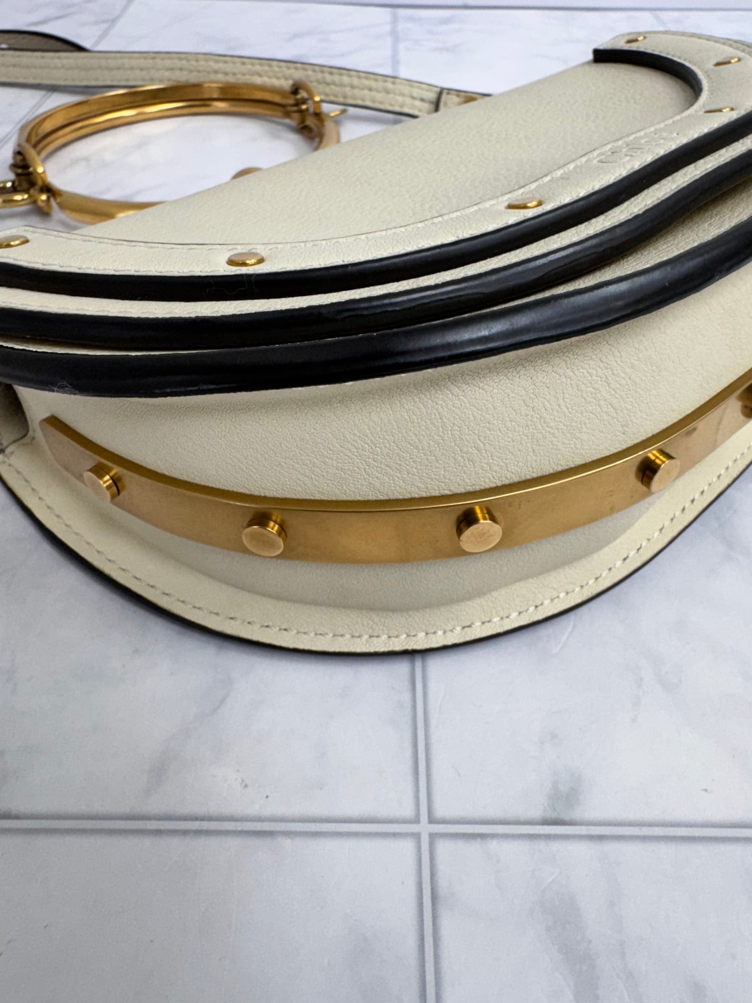 Chloe Beige Grained Leather Nile Bracelet 2Way Bag