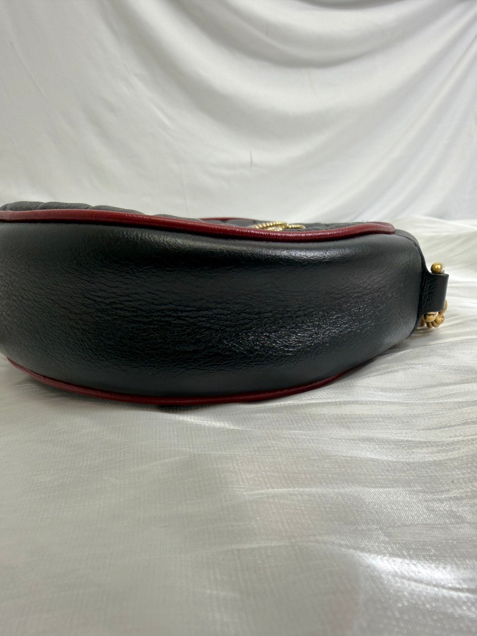 Gucci GG Marmont Black Leather Round Crossbody