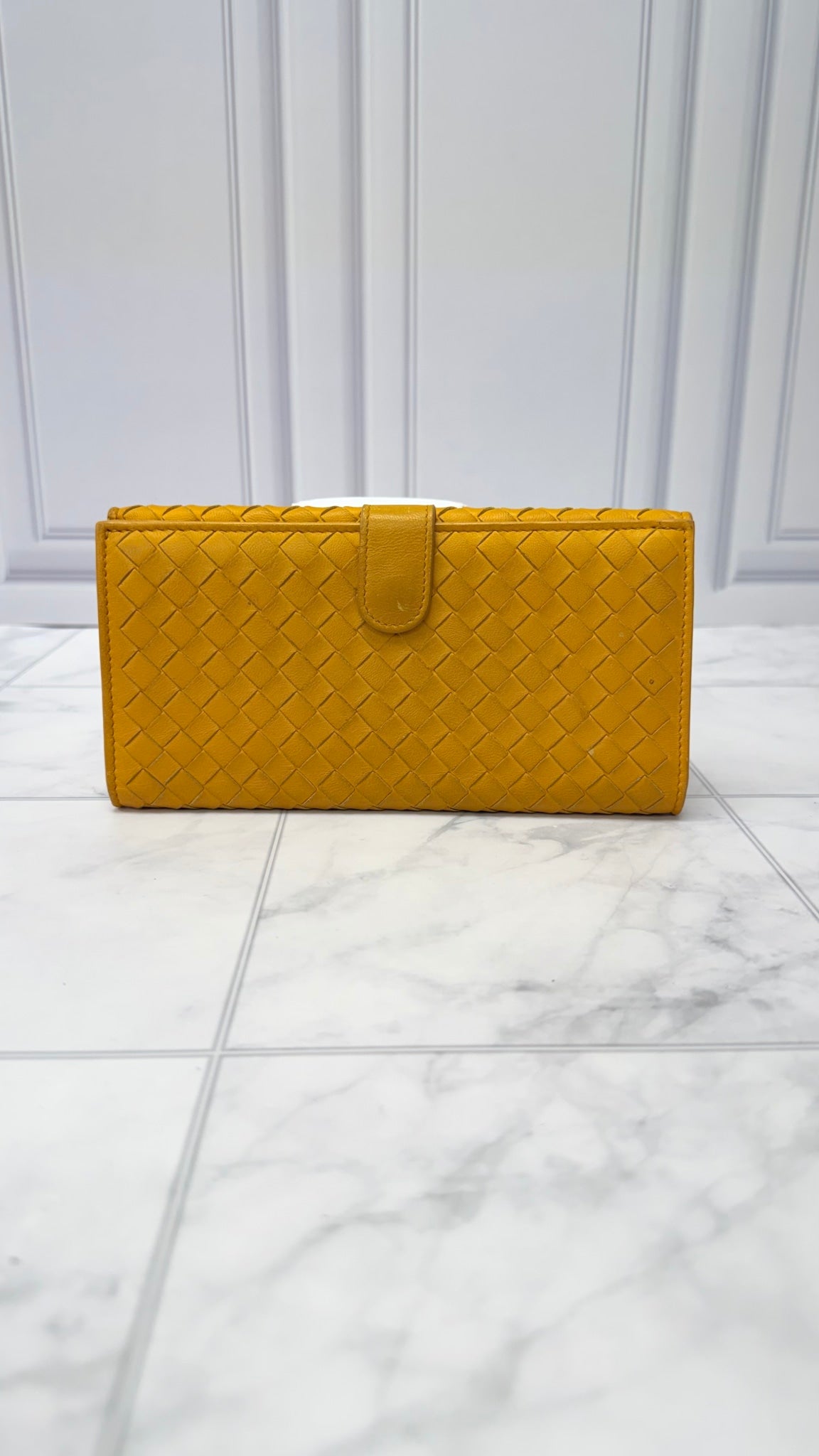 Bottega Veneta Yellow Intrecciato Leather Long Wallet