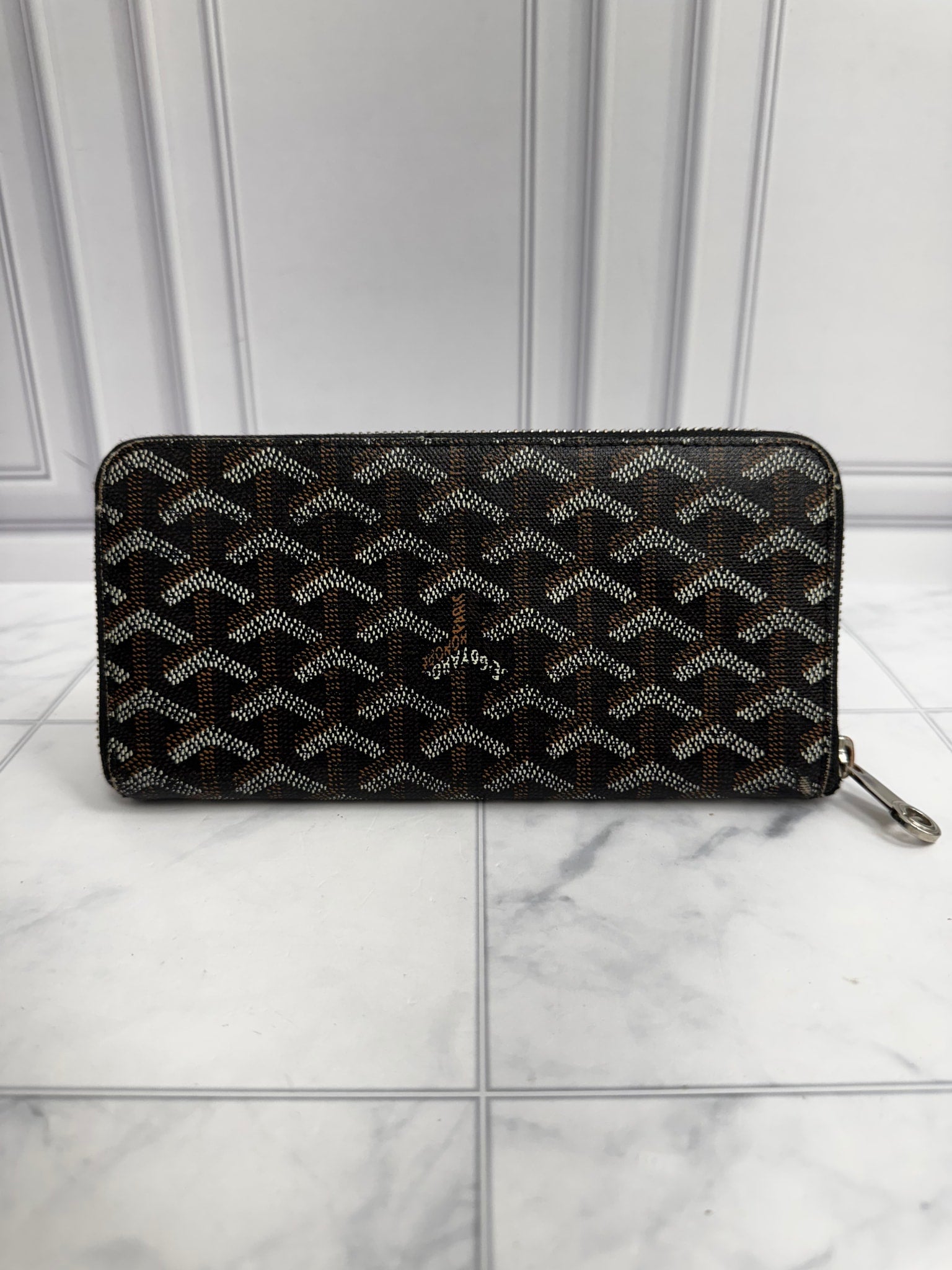 Goyard Black Goyardine Leather Zippy Wallet