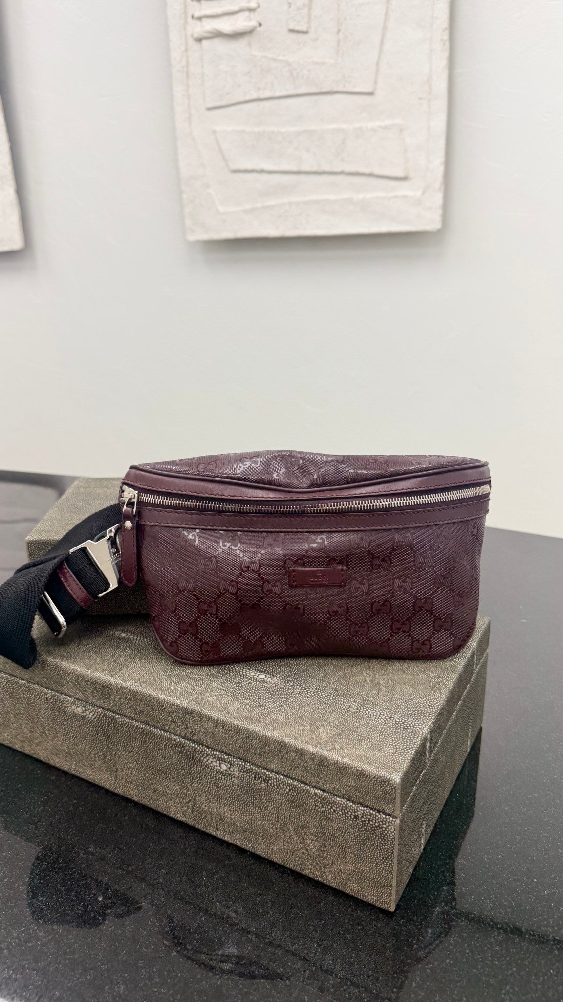 Gucci Deep Mauve GG Coated Canvas Belt Bag