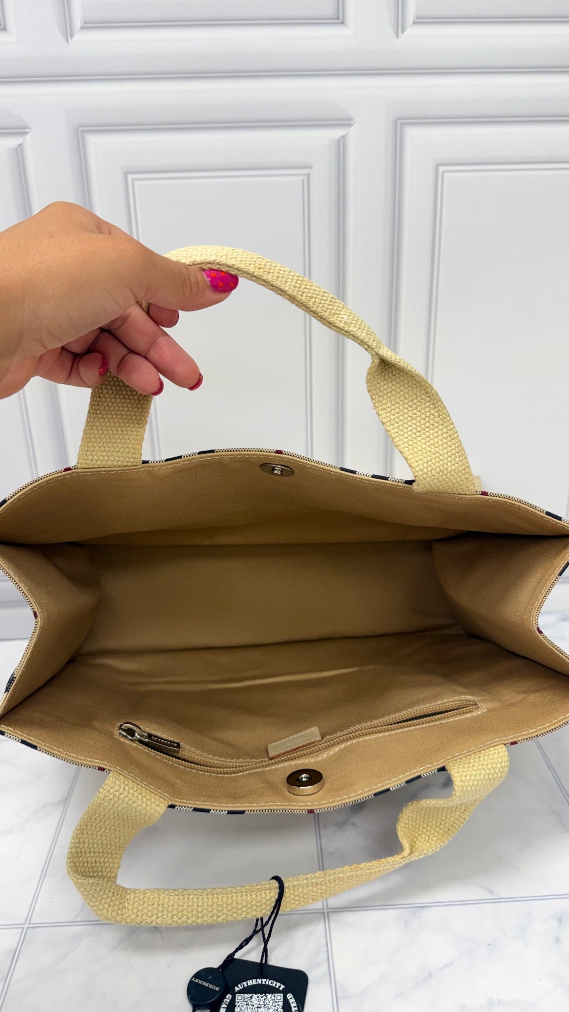 Burberry Beige Novacheck Canvas Tote Bag