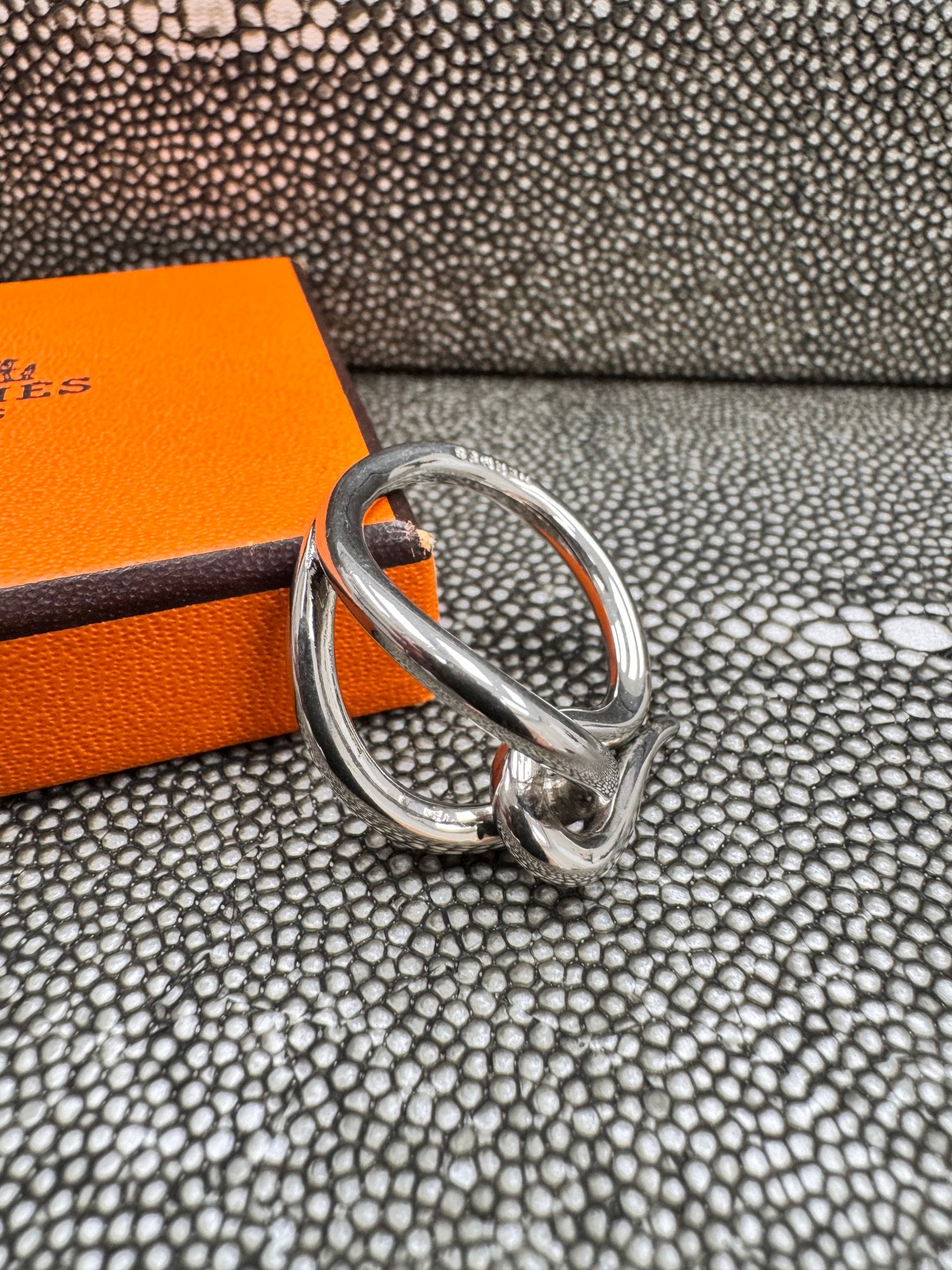 Hermes Silver Tone Jumbo Scarf Ring