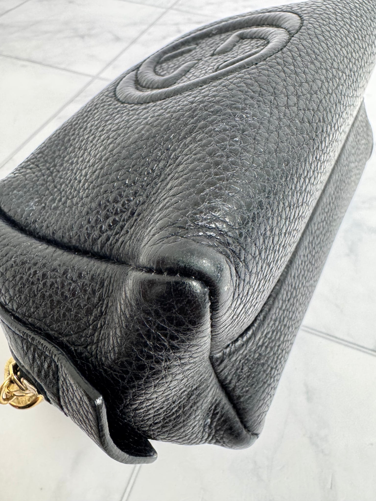 Gucci Black Grained Leather Soho Cosmetic Pouch