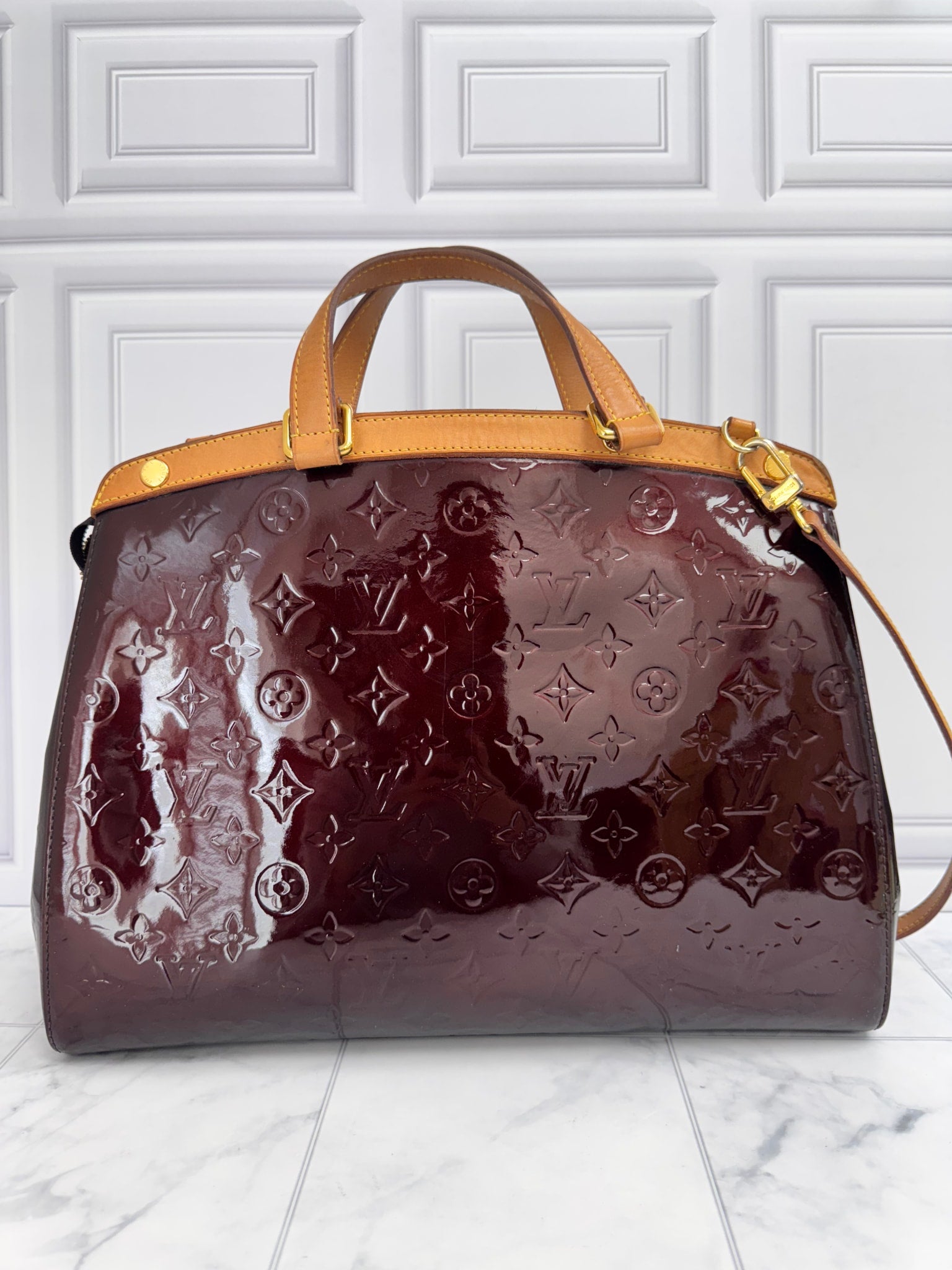 Louis Vuitton Burgundy Vernis Monogram Brea GM