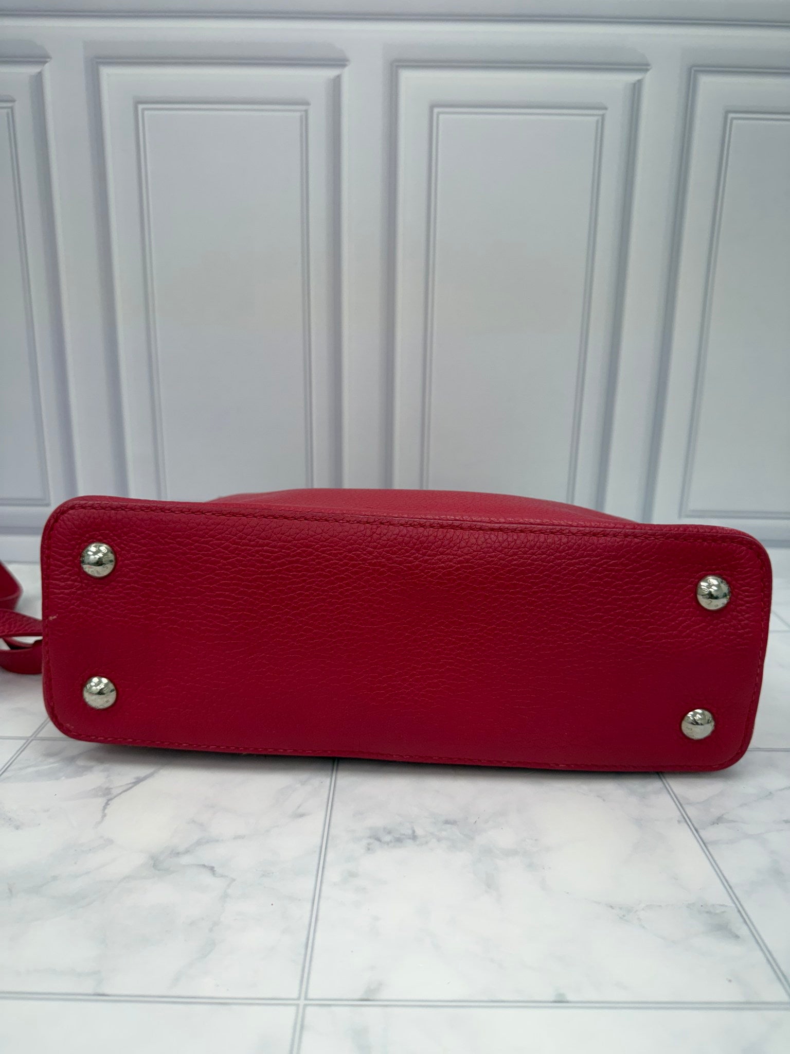 Louis Vuitton Rasberry Taurillon Leather Capucines MM Handbag