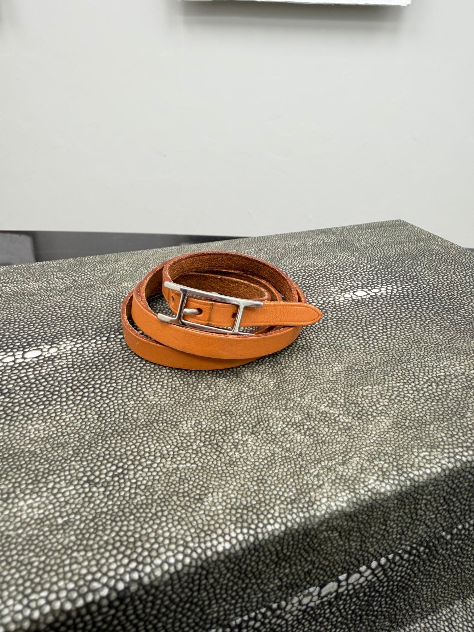 Hermes Brown Leather Behapi Double Tour Bracelet