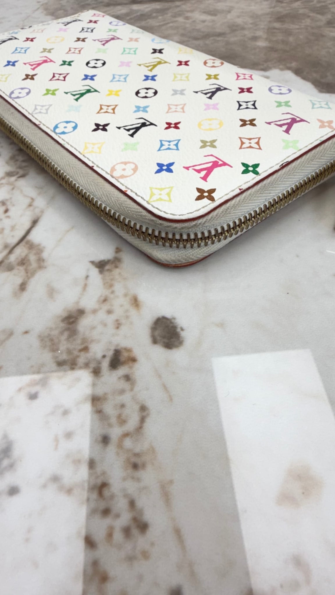 Louis Vuitton White Multicolor Monogram Zippy Wallet