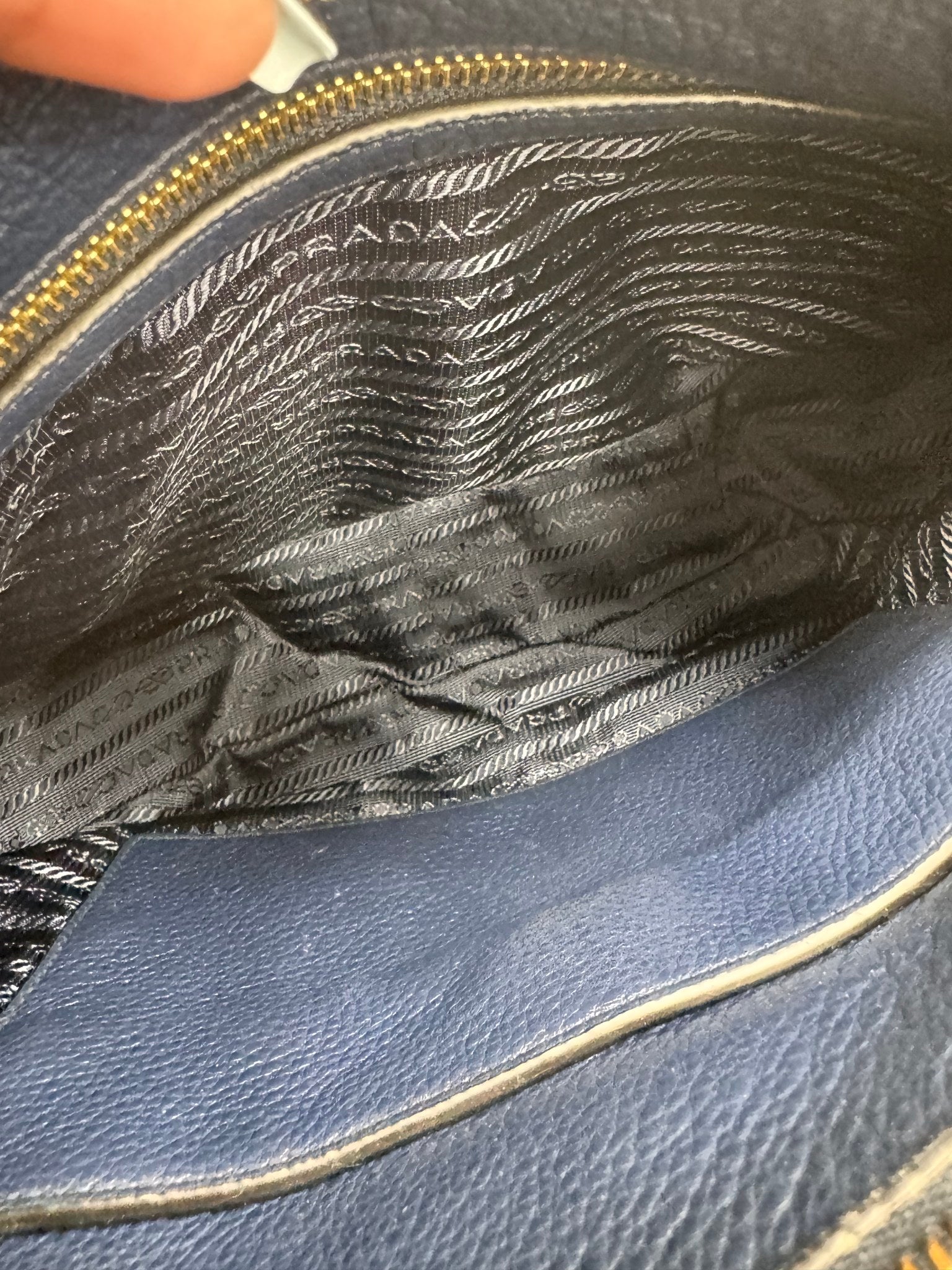 LIKE NEW - Prada Blue Grained Leather Crossbody Bag