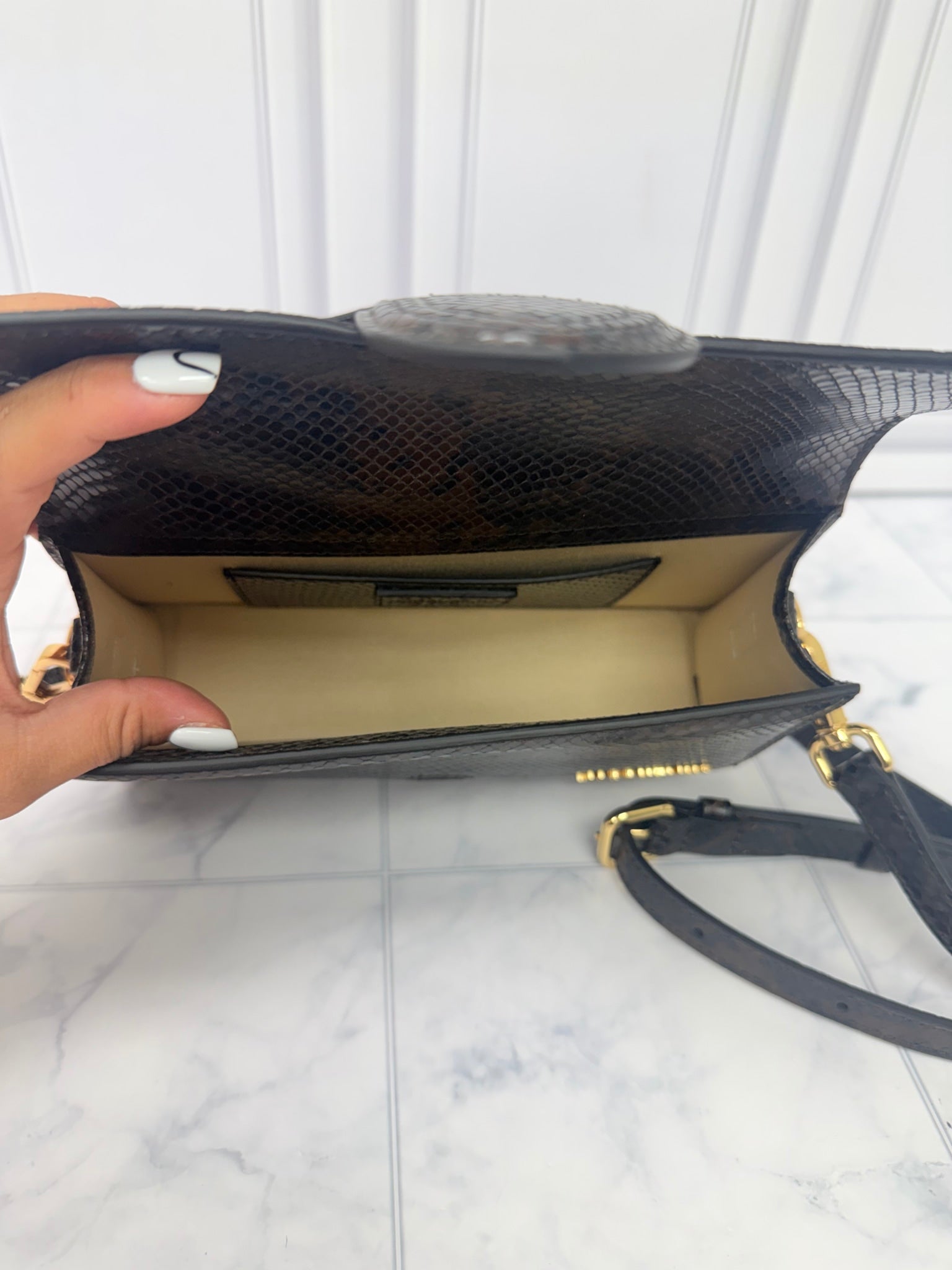 BRAND NEW - Jacquemus Brown Snakeskin Embossed Le Grand Bambino Handbag 2Way Handbag